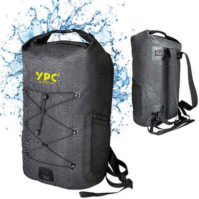 YPC Fahrradrucksack "Wayfarer" Outdoor Rucksack wasserdicht XL, 25L, Rolltop, 55x30x20 cm, wasserdicht, verstärkte Nähte, flexible Seitennetze, robust