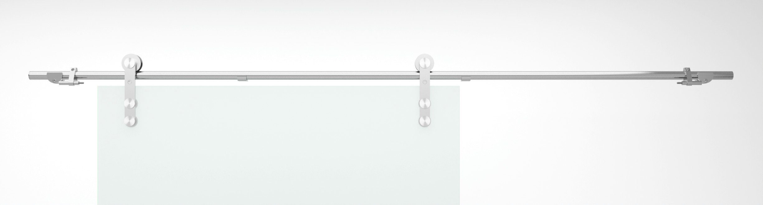 AMOD Glasschiebetür M4-SSOE (Edelstahl, Komplett Set), mit Griffmuschel und SoftStop