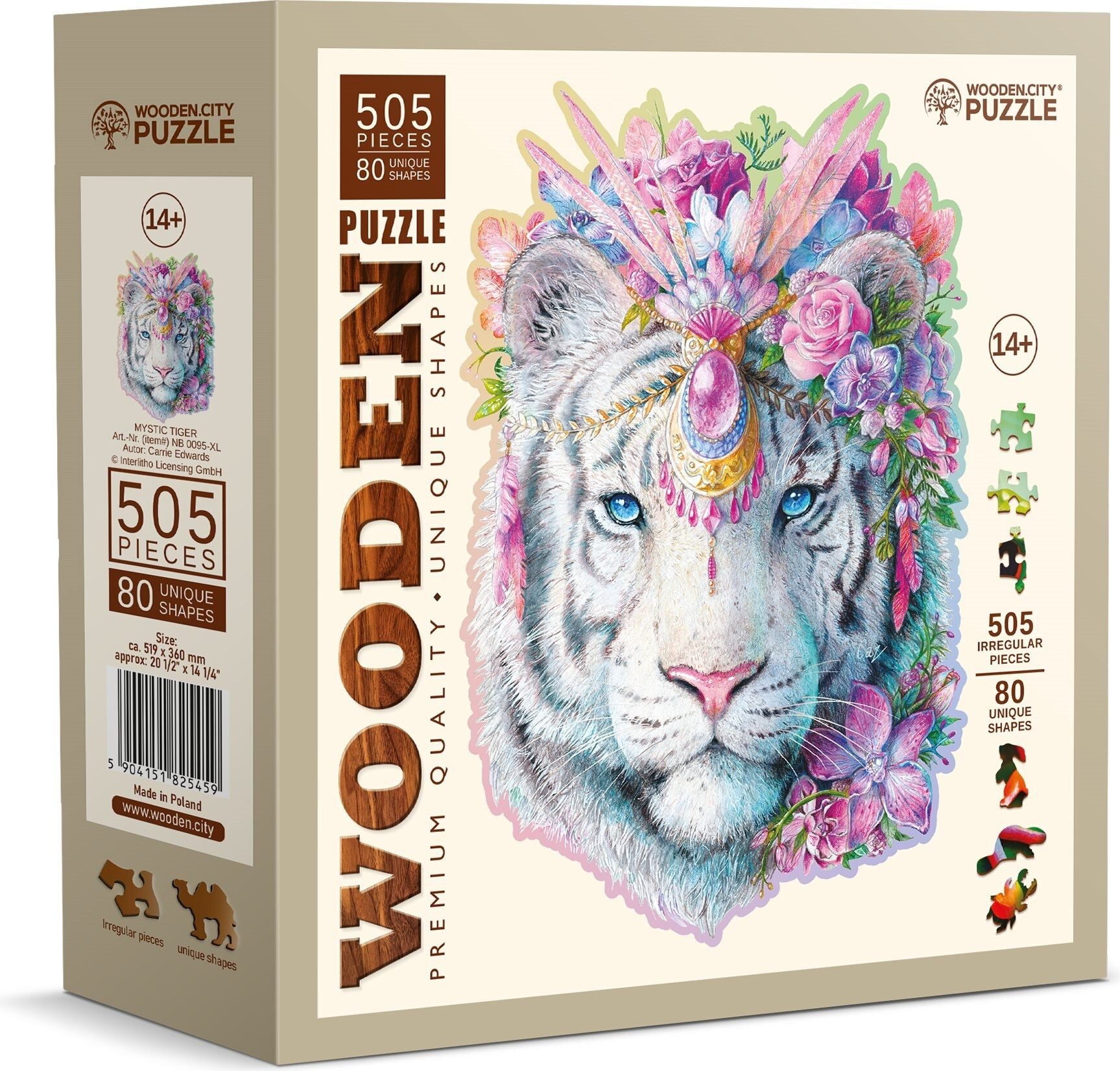Wooden City Puzzle WOODEN CITY Dřevěné puzzle Mystický tygr 505 dílků, Puzzleteile