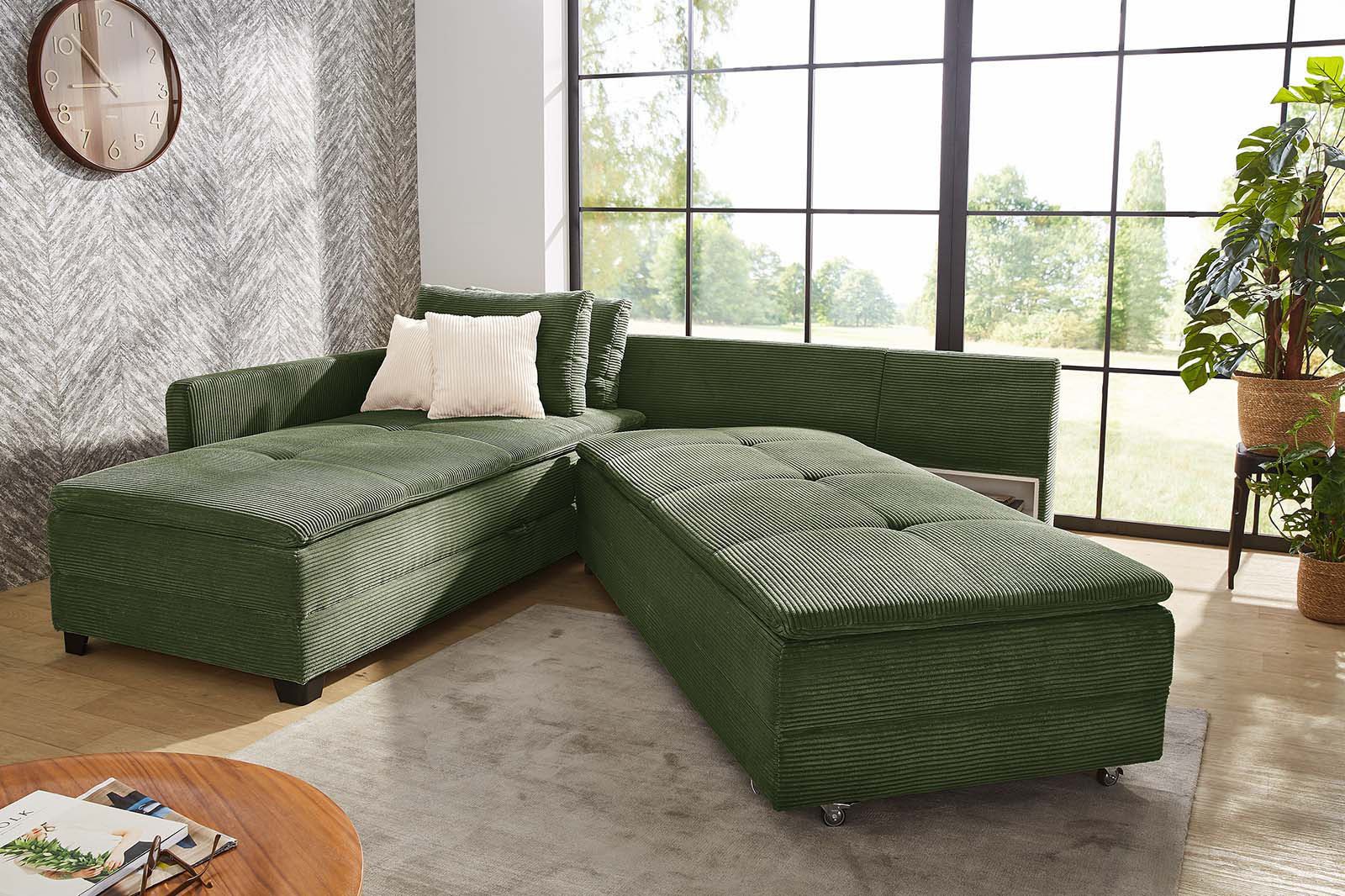 Jockenhöfer Gruppe Ecksofa Madrid L-Form, B: 306 cm, Liegefl. 180x200 cm, Dauerschläfer, mit Bettfuntkion, Bettkasten, Topper & Regal, Boxspringbettaufbau