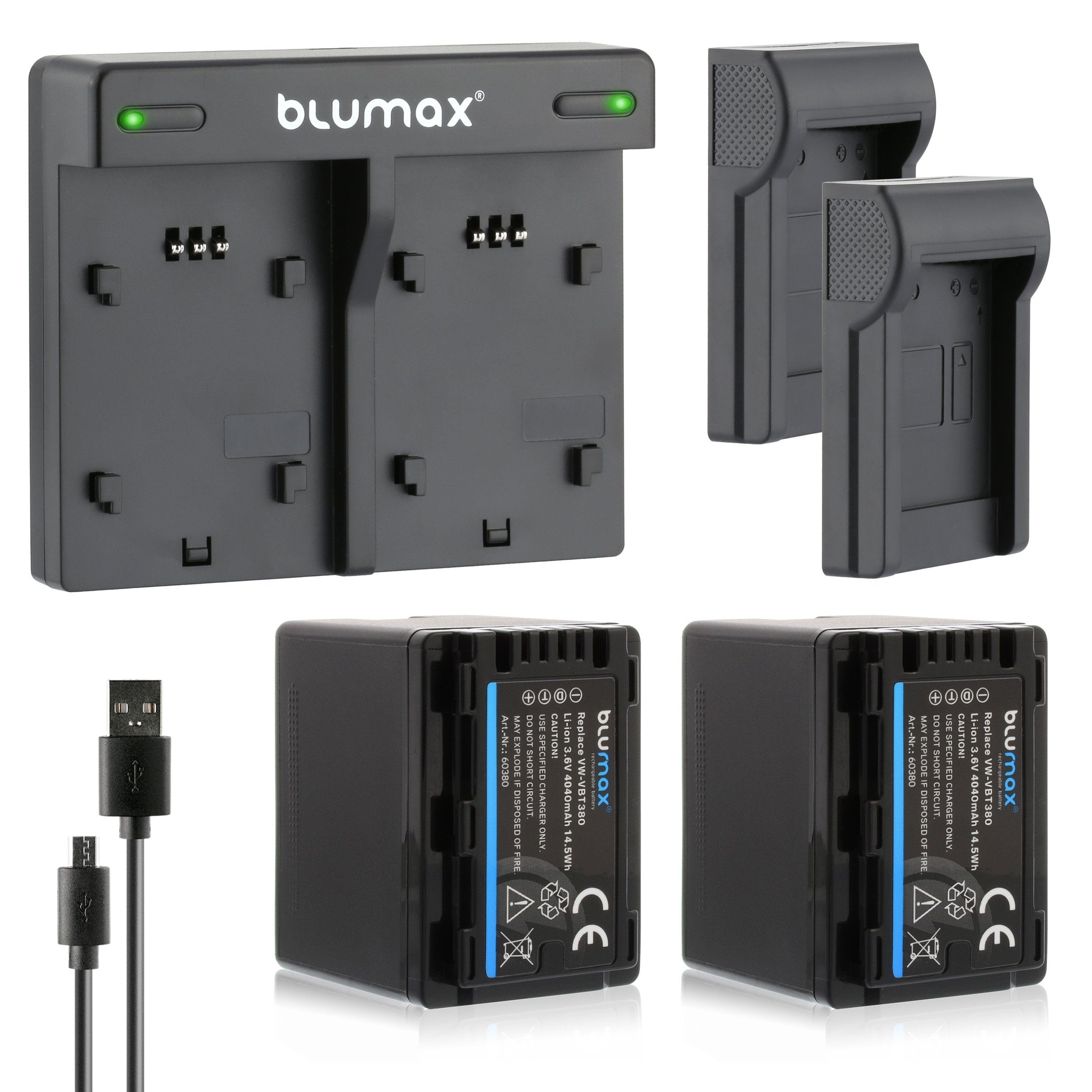 für Blumax Lader Set mit Kamera-Akku VW-VBT380 4040 mAh Panasonic