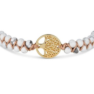 BENAVA Armband Yoga Armband - Howlith Edelstein Perlen mit Lebensbaum Anhänger, Handgemacht