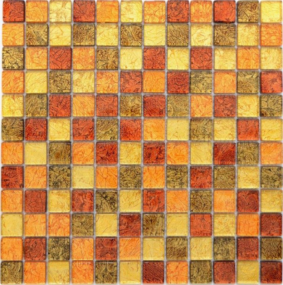 Thumbnail - Mosani Mosaikfliesen Glasmosaik Crystal Mosaik gold orange braun glänzend / 10 Matten