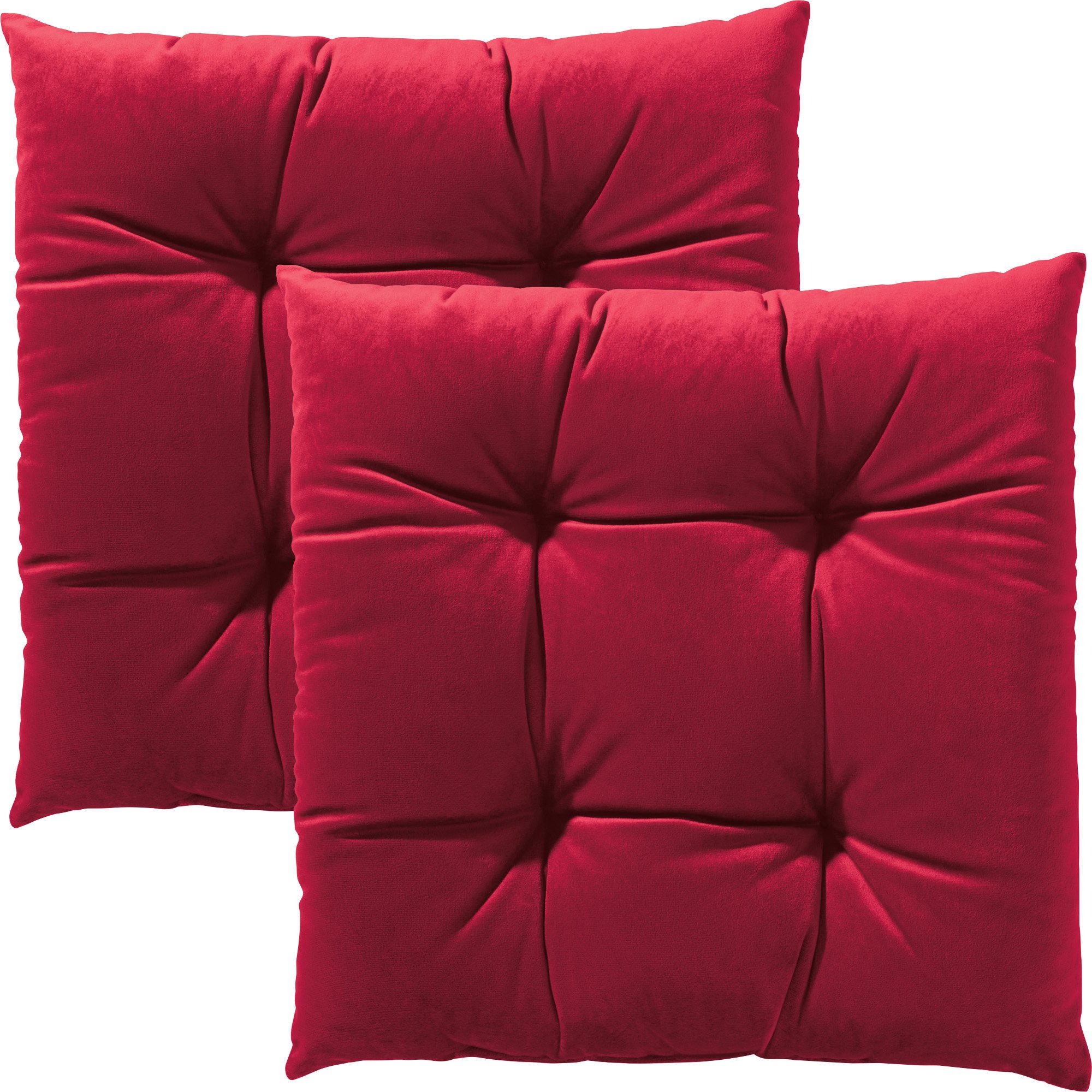 REDBEST Stuhlkissen Stuhlkissen "Kingsville" 2er-Pack, Nicky-Velours Uni
