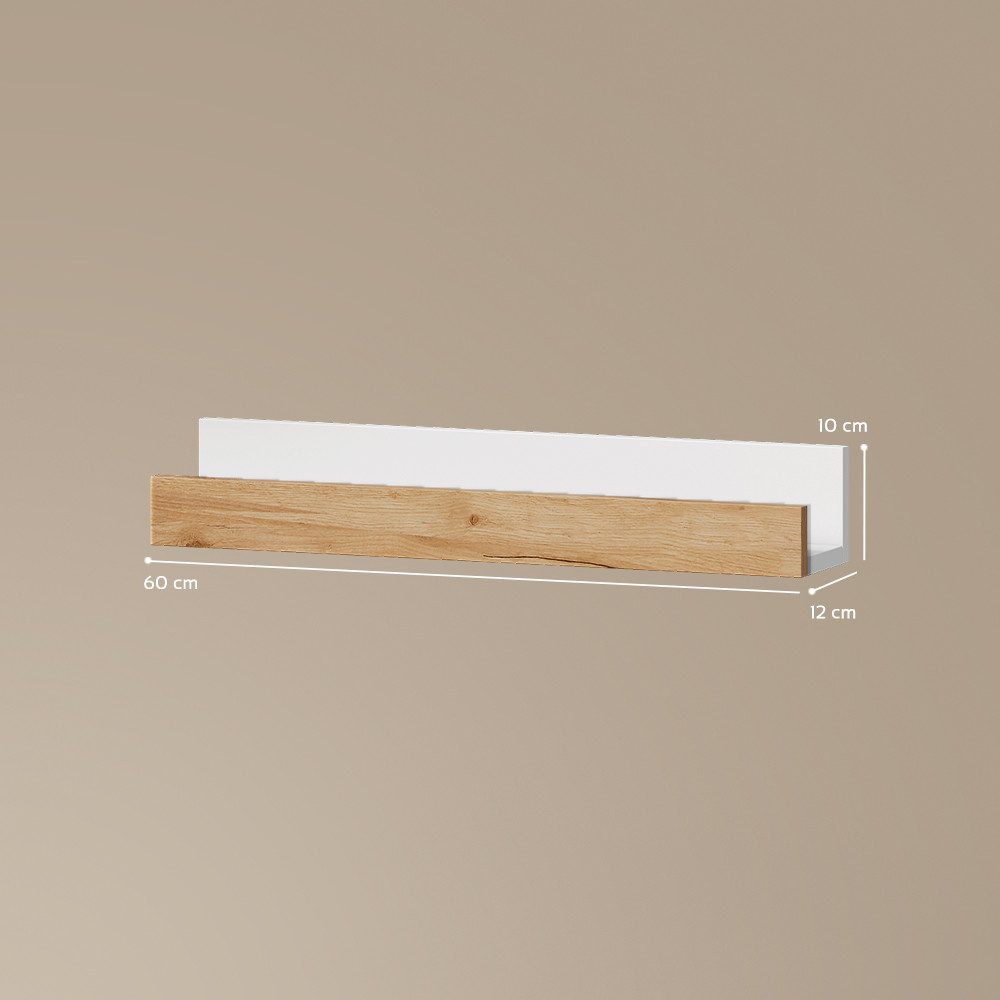 Livinity® Bücherregal Lorena, Weiß/Goldkraft Eiche, 60 x 10 cm 2er Set, 2-tlg.