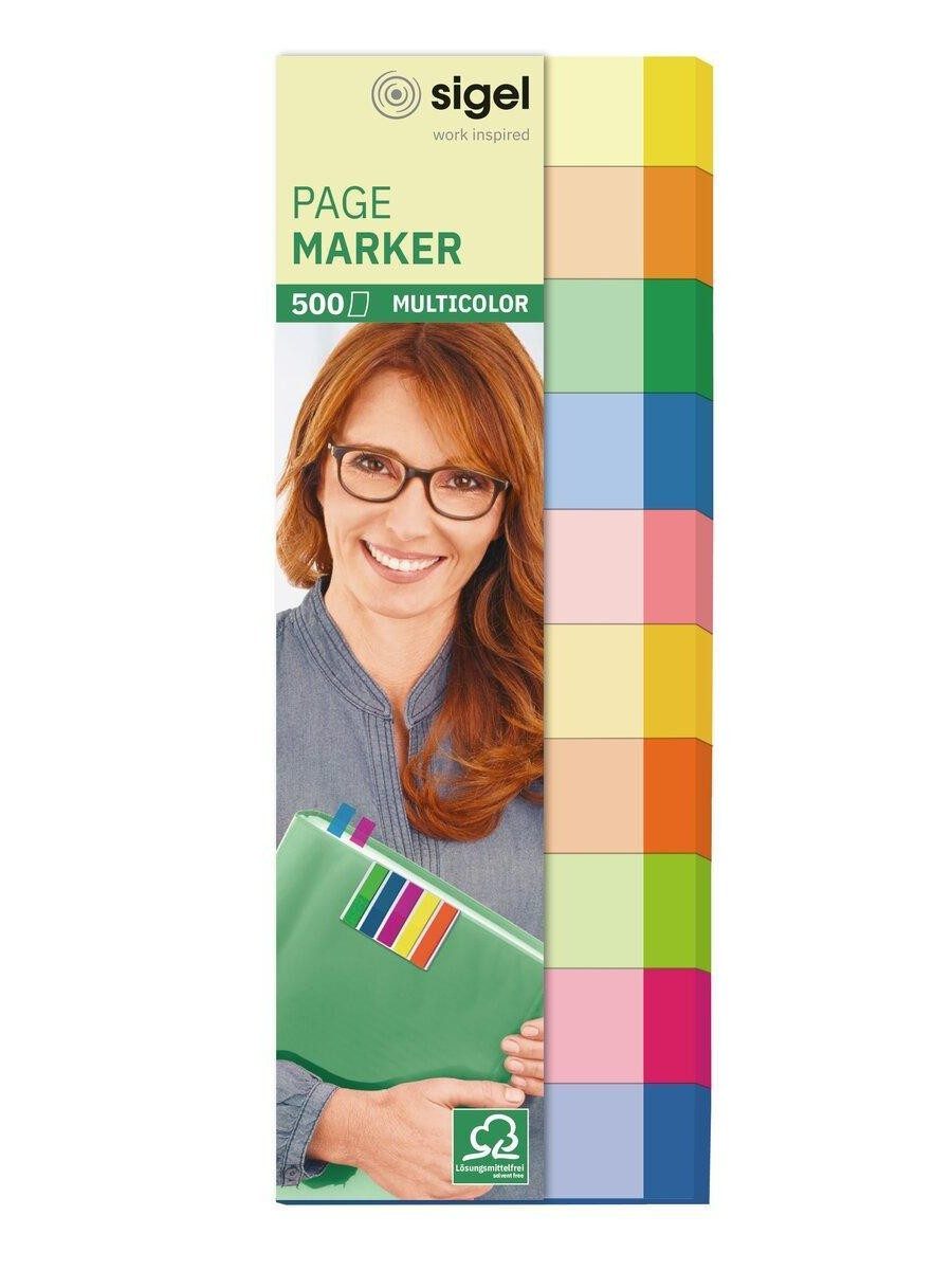 Sigel Haftnotizblock Haftmarker 500 Stück bunt sortiert im Pocket-Format