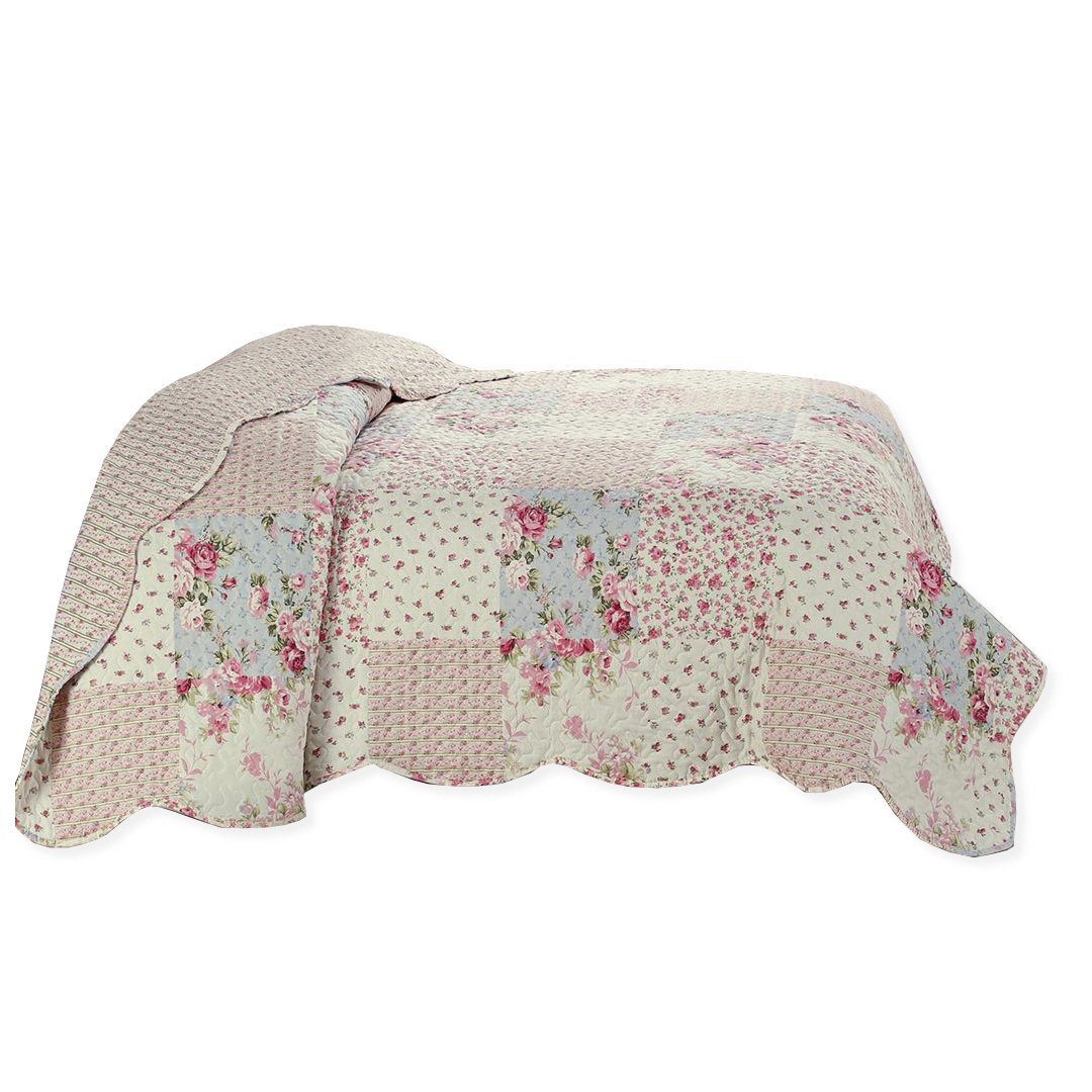 Delindo Lifestyle Tagesdecke Patchwork Röschen, floraler Bettüberwurf, weic günstig online kaufen