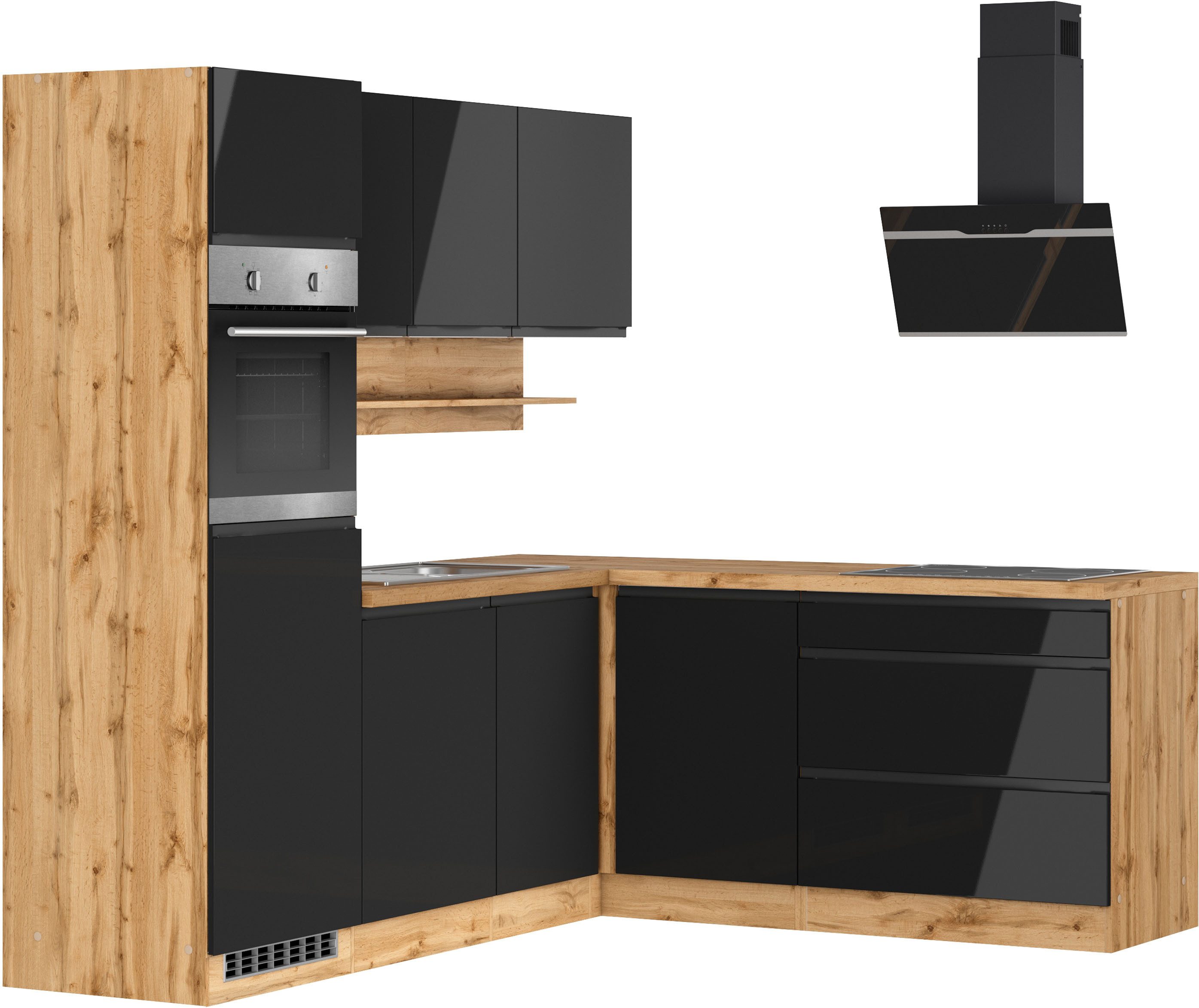 KOCHSTATION Winkelküche KS-Virginia,neu in verbesserter Ausführung, Stellbreite 230/190 cm, Soft-Close,wahlweise mit Induktion