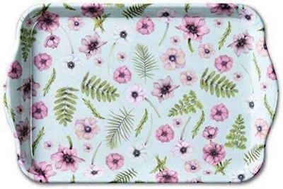 Ambiente Luxury Paper Products Servierplatte Ambiente Tablett Melamin ca. 15 x 21 cm, Motiv Blumen Blätter Garten