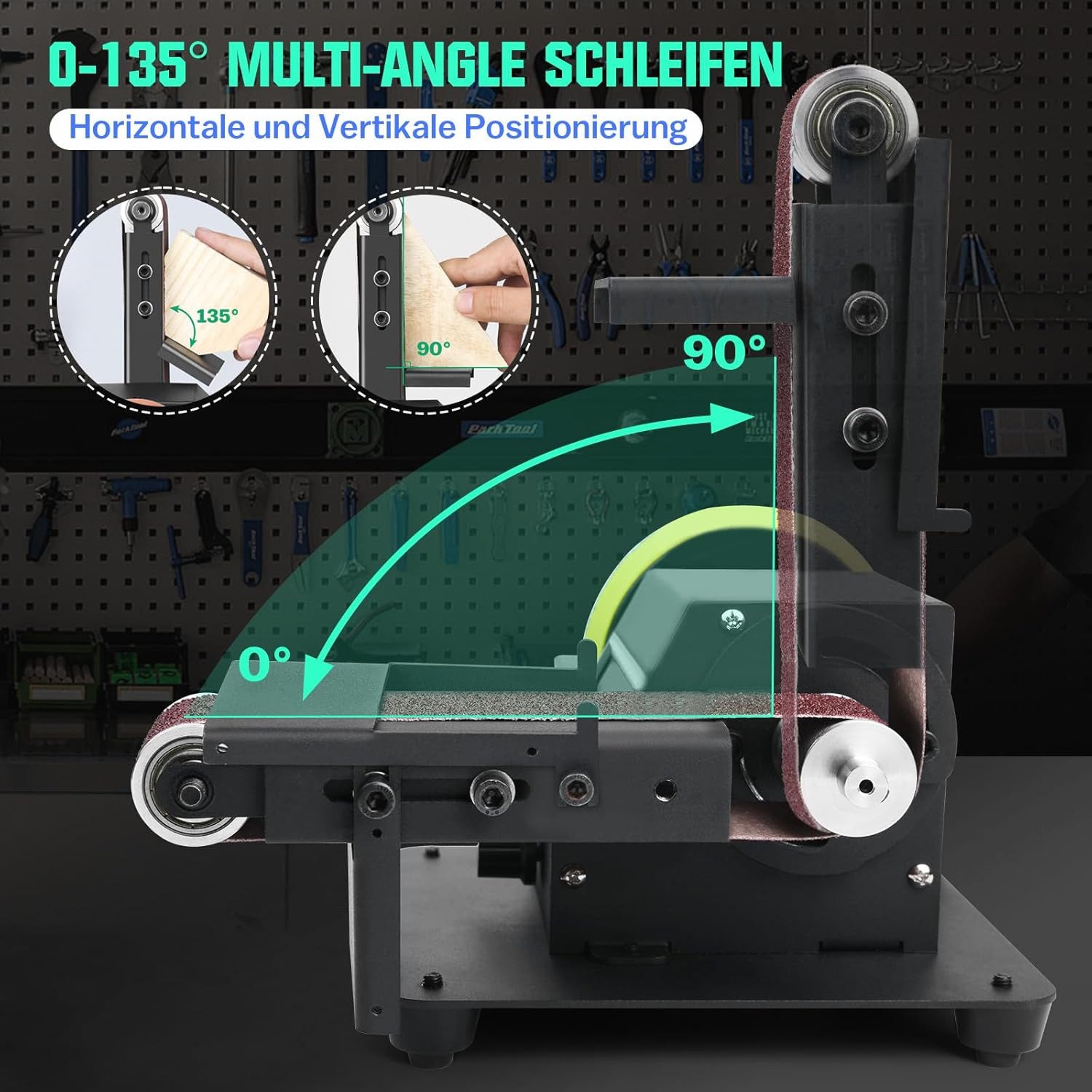 XERSEK Tischkreissäge 4-IN-1 Tragbare Tischsäge Poliermaschine Schneidmaschine Bandschleifer, 350W Doppelschleifmaschine Präzisions Table Saw, 7 Gang einstellbarer Geschwindigkeit Handwerk DIY