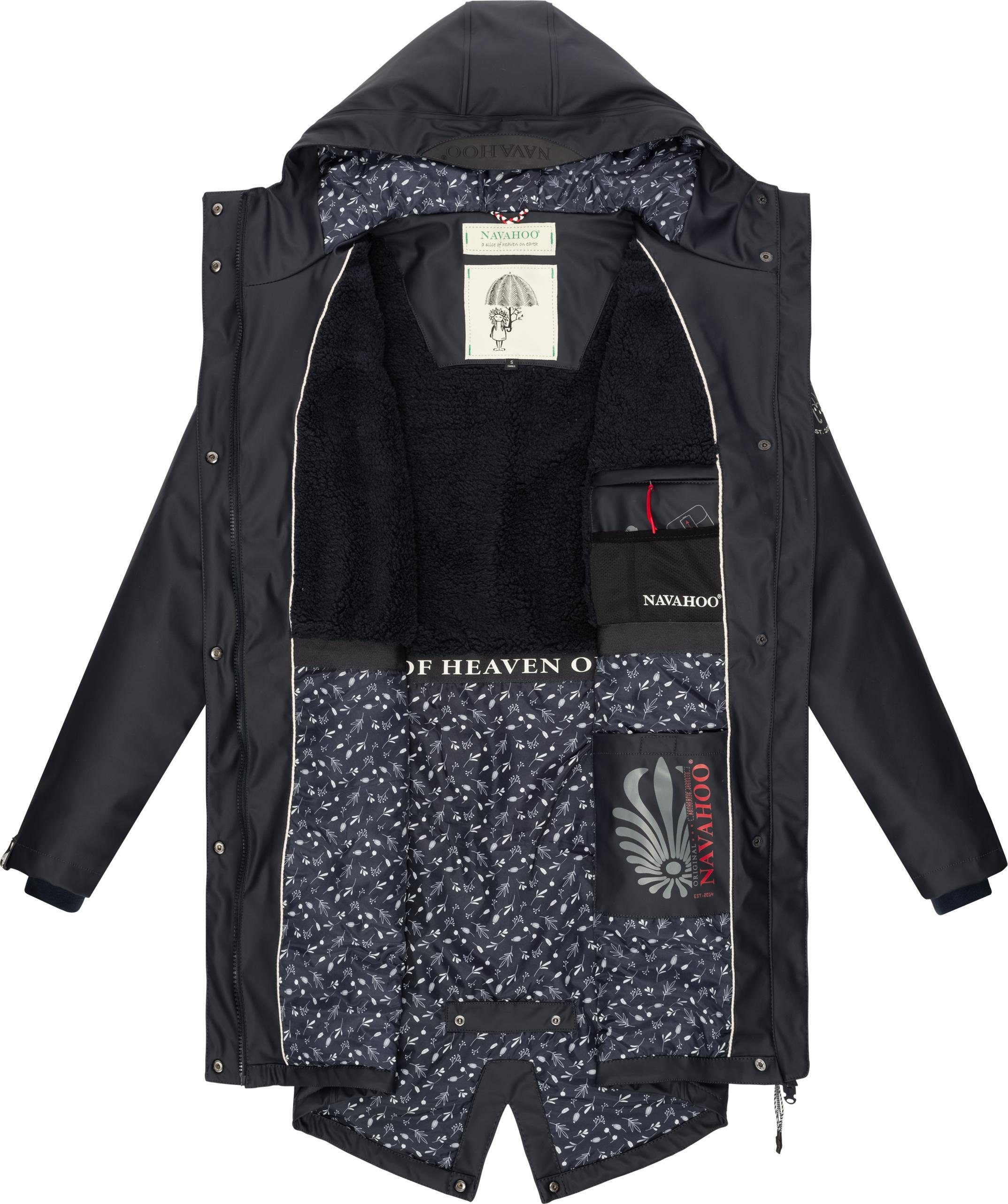 Navahoo Regenjacke modischer Damen Outdoor Regenmantel Flower navy of Ocean