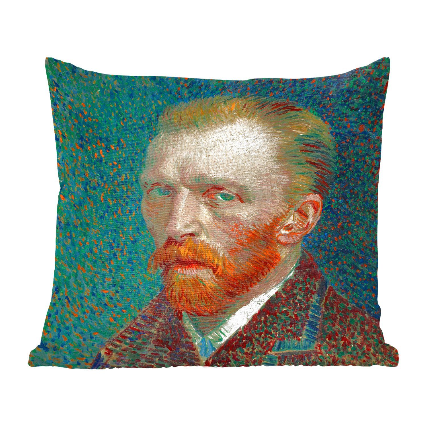 MuchoWow Dekokissen Selbstporträt - Gemälde von Vincent van Gogh, Zierkissen mit Füllung für Wohzimmer, Schlafzimmer, Deko, Sofakissen