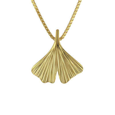 trendor Kette mit Anhänger Ginkgo-Blatt mit Venezianer Gold 333/8 Karat