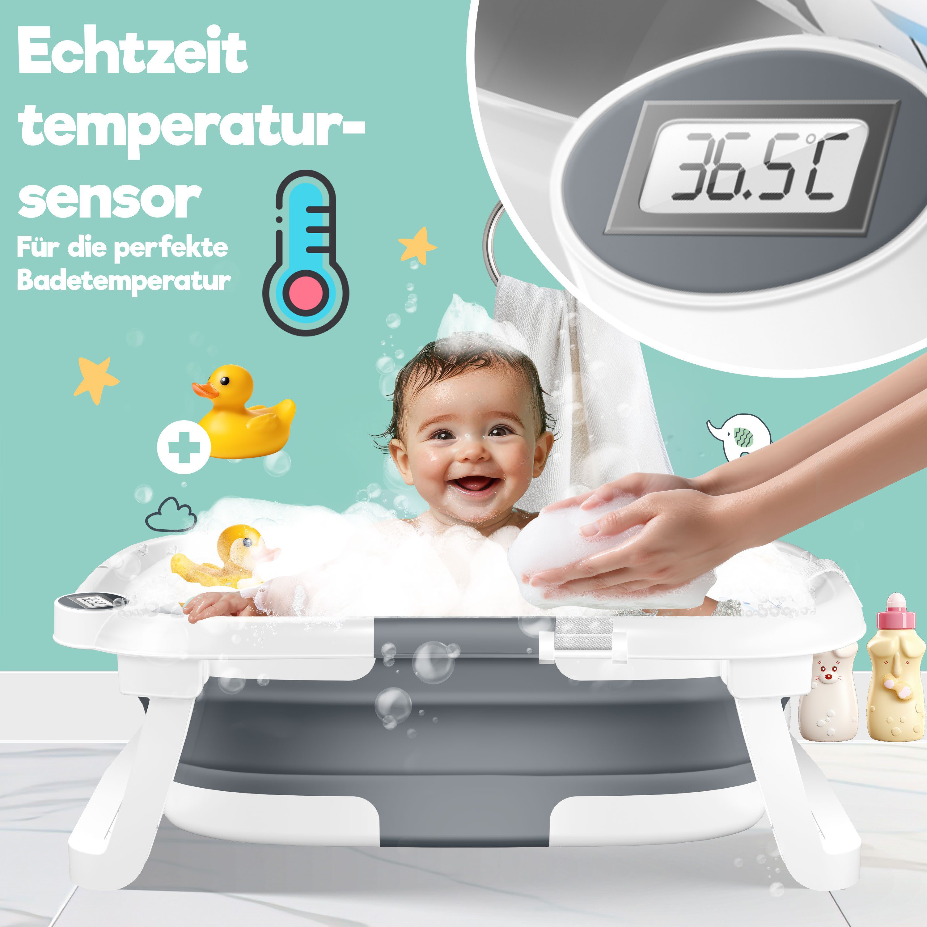 KIDIZ Babybadewanne, Baby Badewanne für Neugeborene Kleinkinder 0-12 Monate Babywanne