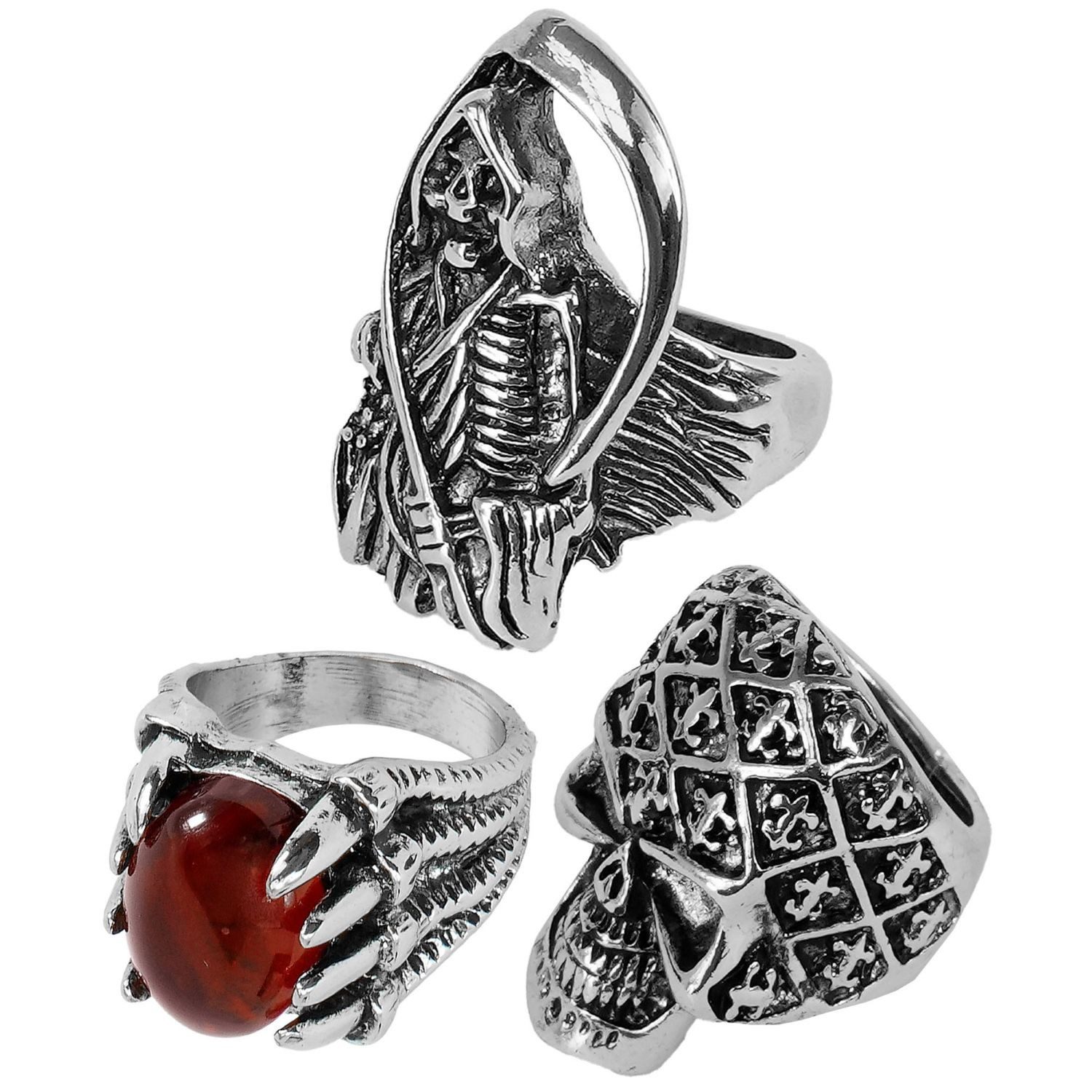 Widmann S.r.l. Kostüm Halloween Ringe 3-teilig, Silber