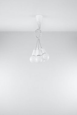 Licht-Erlebnisse Pendelleuchte NESSA, ohne Leuchtmittel, Hängelampe Retro Weiß verstellbar 90cm 5-flmg E27 Wohnzimmer Esstisch