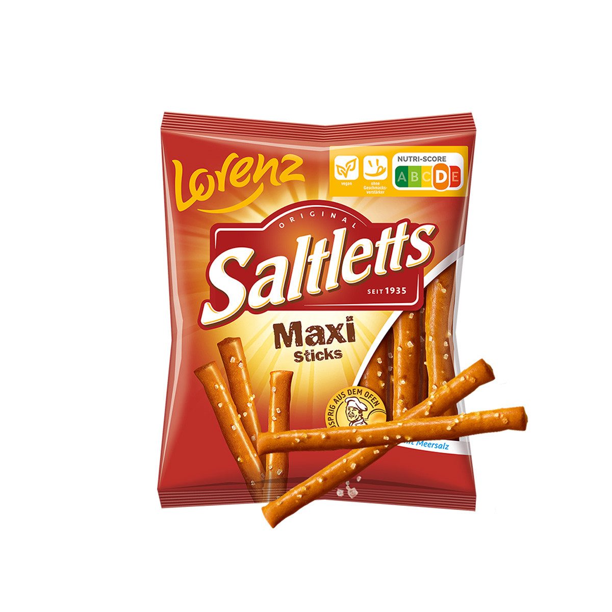 LORENZ Knabberei, Lorenz Saltletts Maxi Sticks XXL Salzstangen mit Meersalz 125g