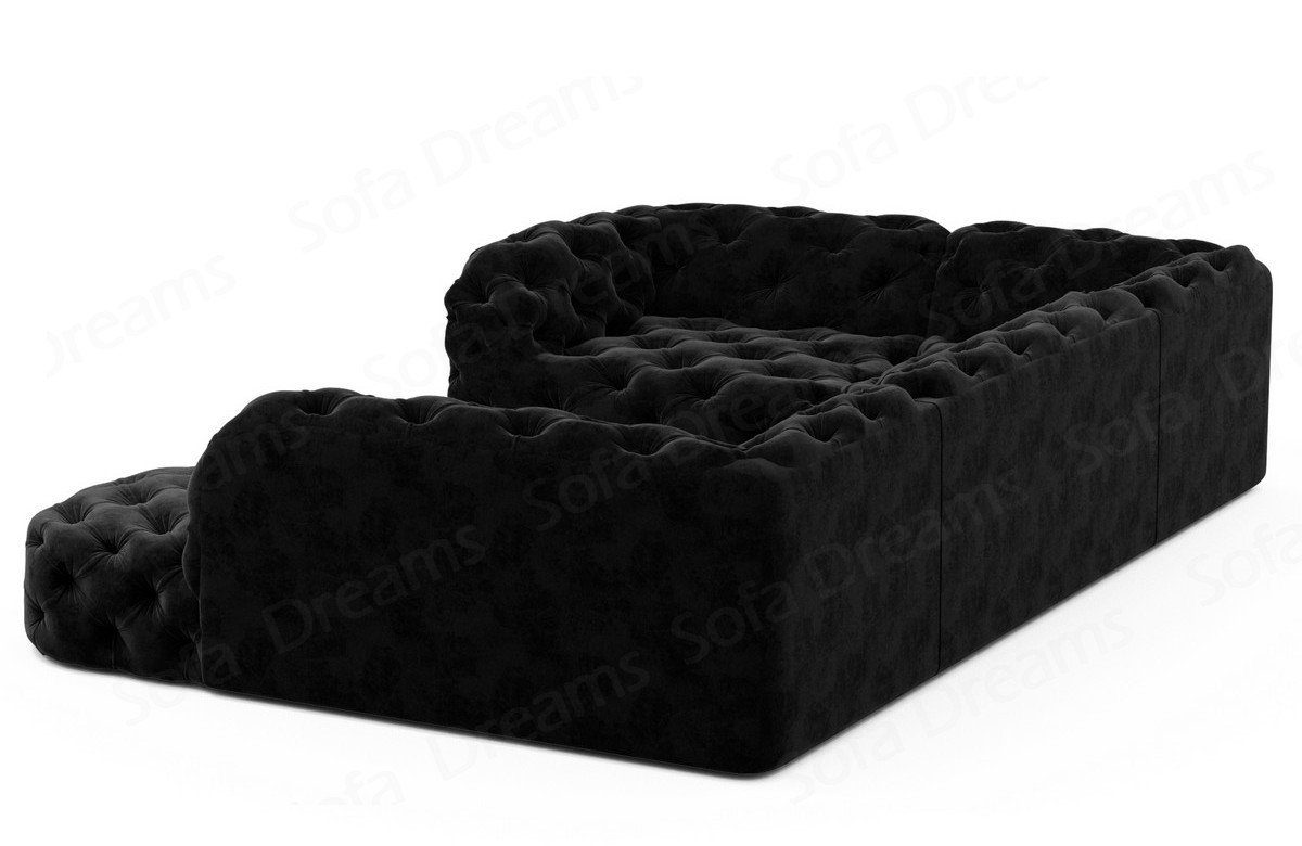 Sofa Dreams Form Couch Lanzarote Stoffsofa, Stoff Couch Wohnlandschaft Stil Chesterfield Sofa schwarz95 im U Design