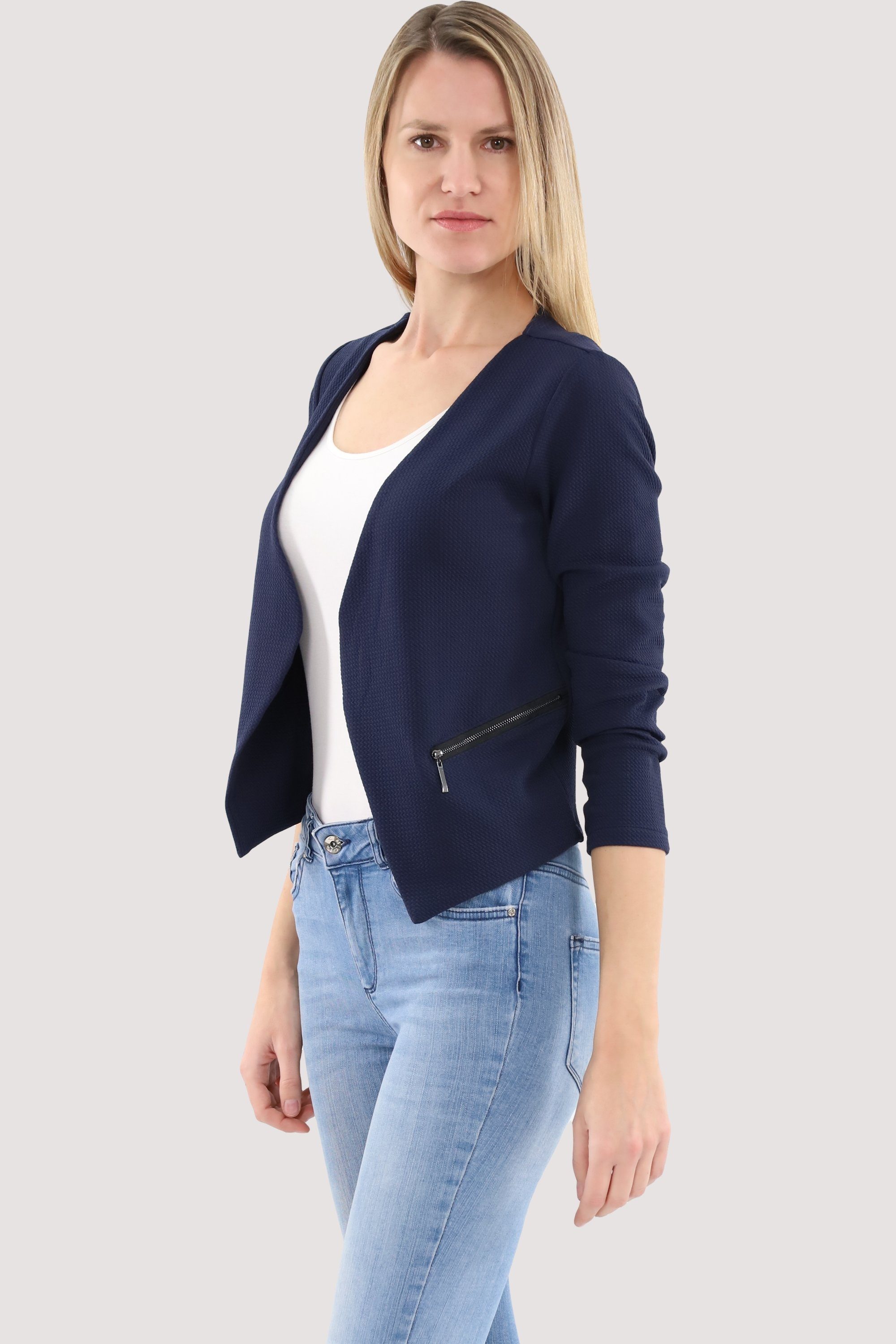 Basic-Look than Jackenblazer im dunkelblau malito Sweatblazer more fashion 6040