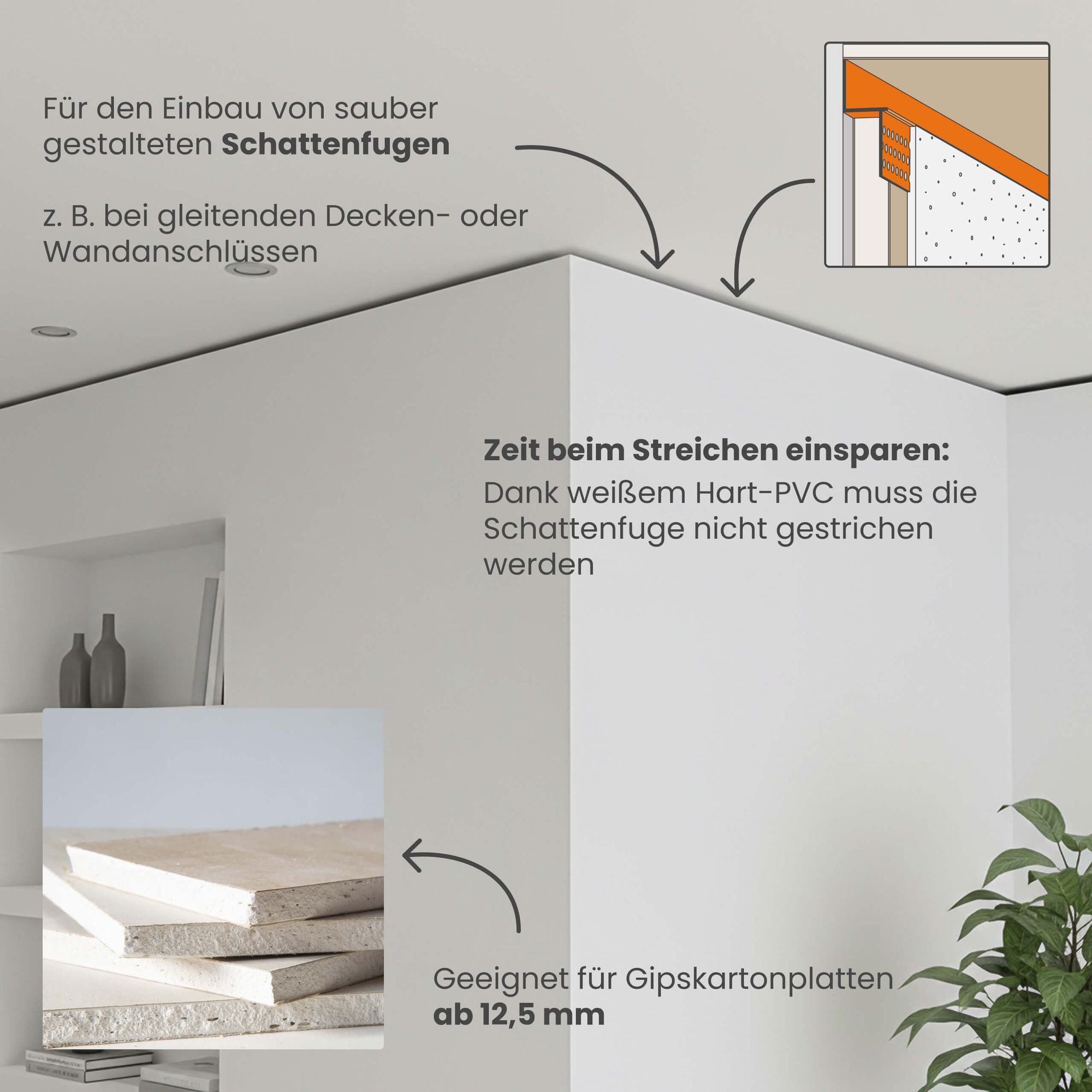 PROTEKTOR Profil Schattenfugenprofil Abschlussprofil 37824 (50 Stück ...