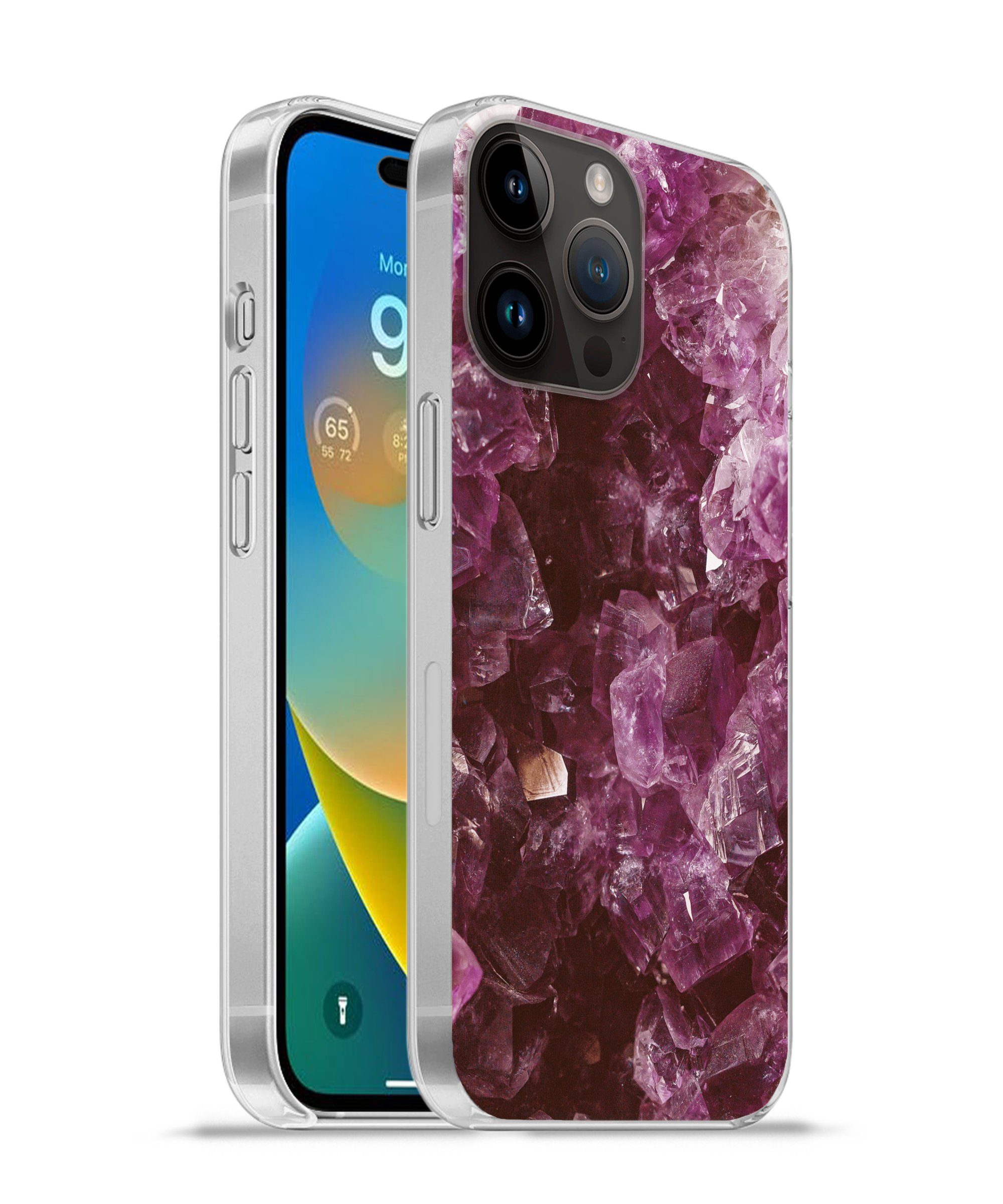 MuchoWow Handyhülle für Apple iPhone 14 Pro Max Edelsteine - Amethyst - Kristalle und Edel, Smartphone-Bumper, Print, Handy Schutzhülle Dünn