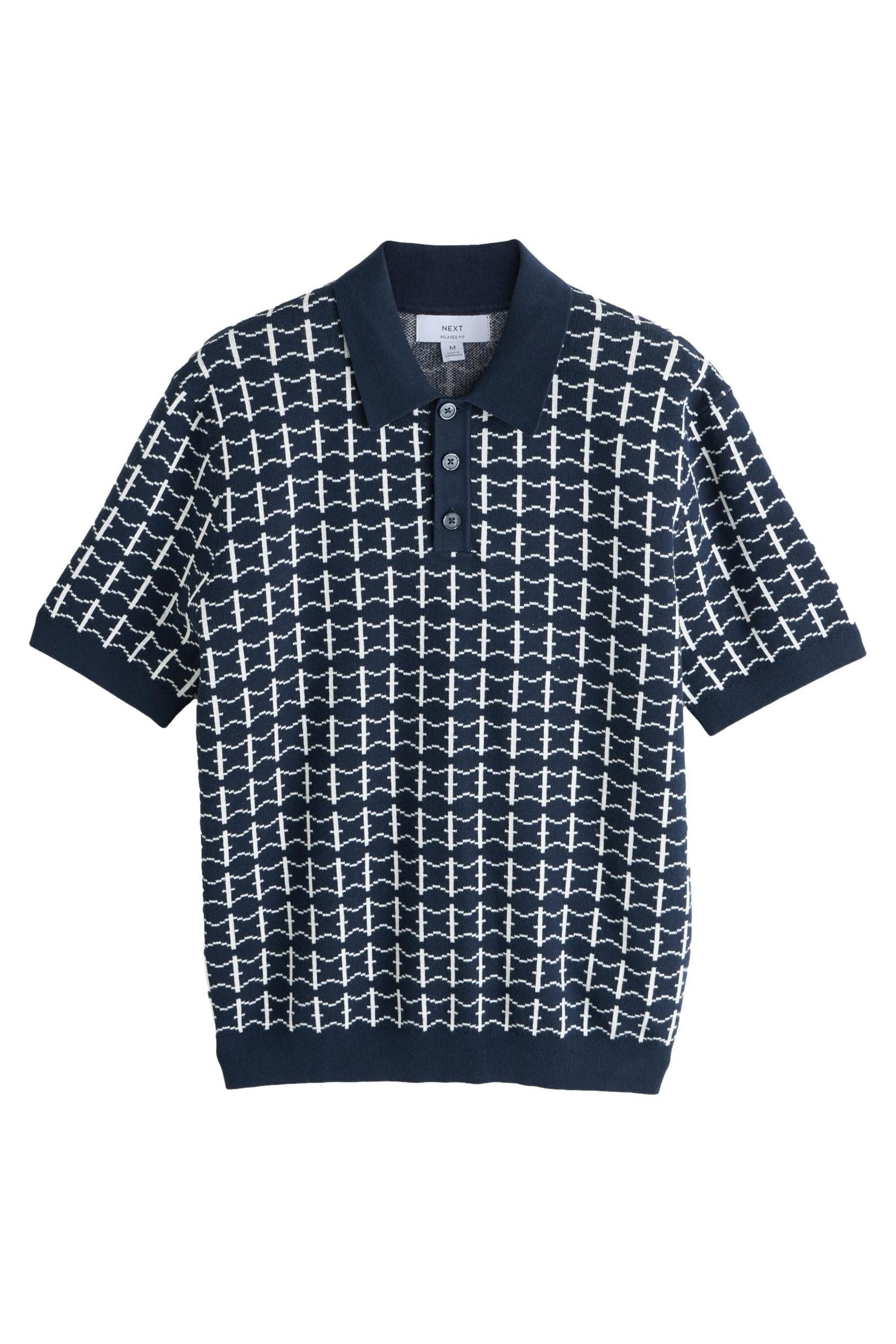 Next Polokragenpullover Relaxed Fit Poloshirt aus Strick mit Geo-Muster (1- günstig online kaufen