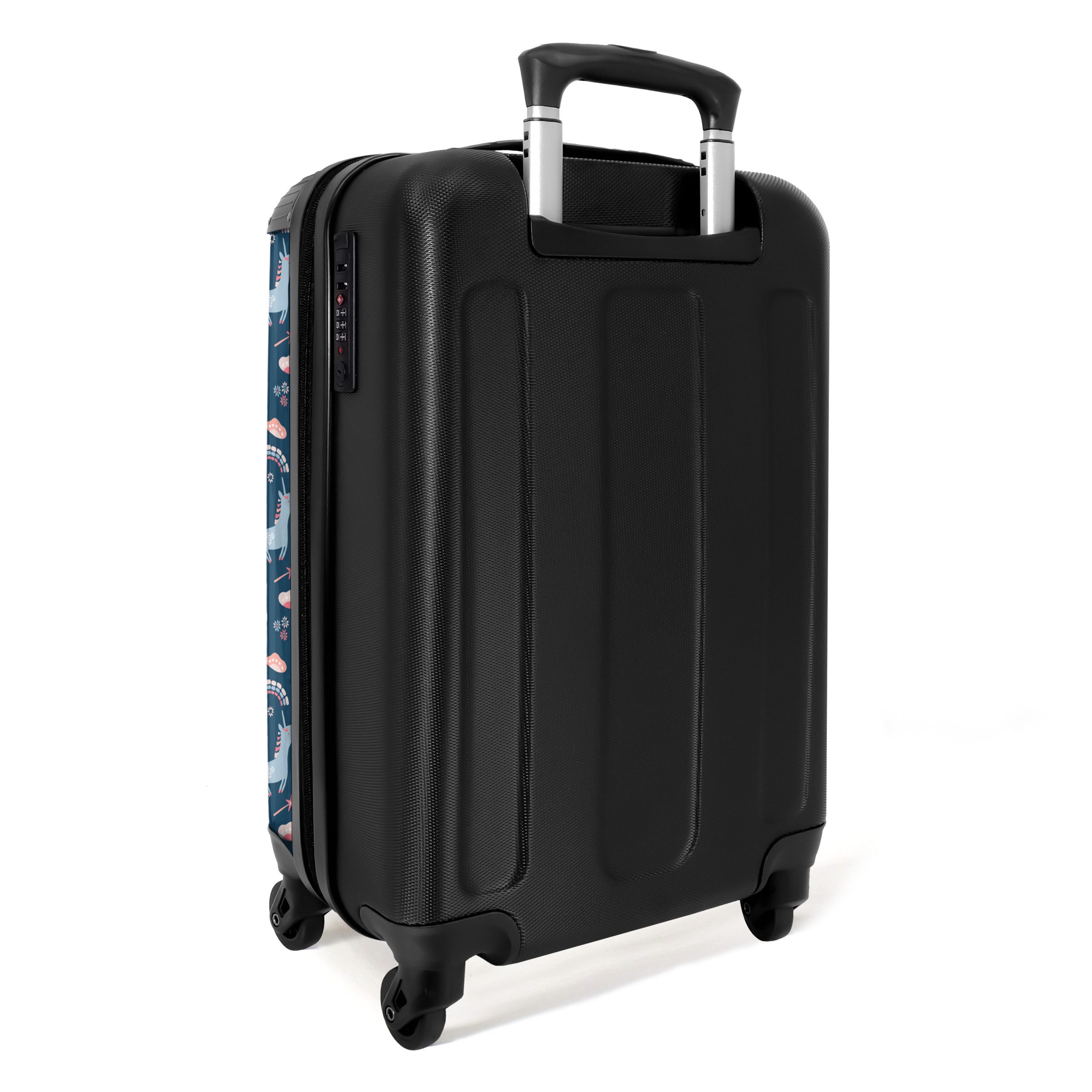 NoBoringSuitcases.com© Kinderkoffer Einhorn - Blumen - Regenbogen - Mädchen - Pastell 55x35x20cm, 4 Rollen, Handgepäck-Koffer, Kinderkoffer, Reisekoffer Mädchen