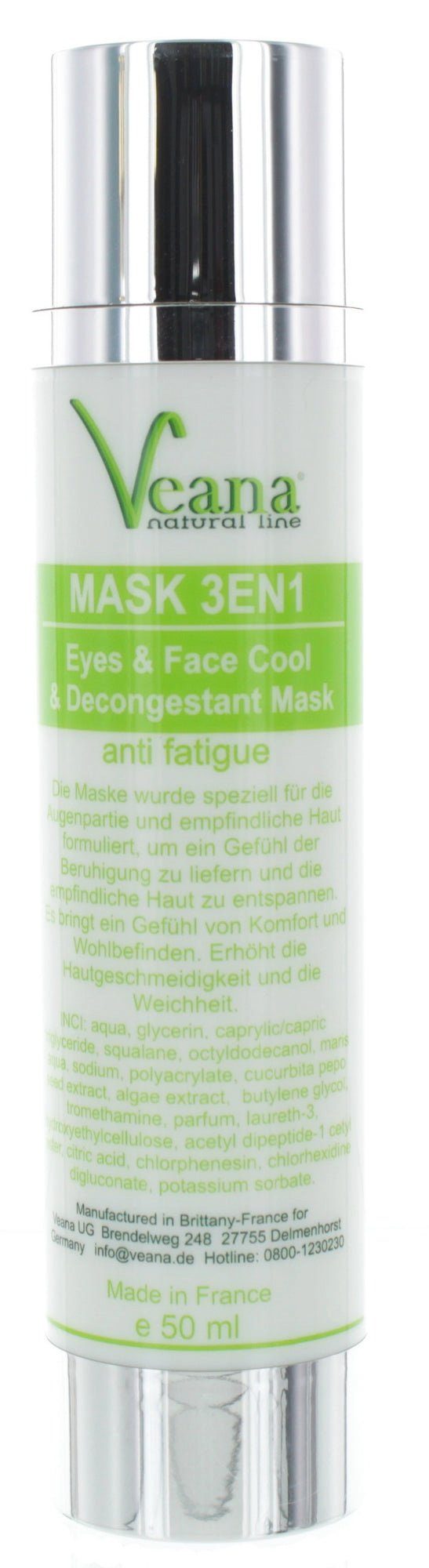 Augenmaske Rotalgen-Extrakt 3in1 Veana Rotalgen-Augenmaske and und Tränensäcke, gegen Schwellungen Mask Face Cool Eye Meeresmineralien mit und kühlende