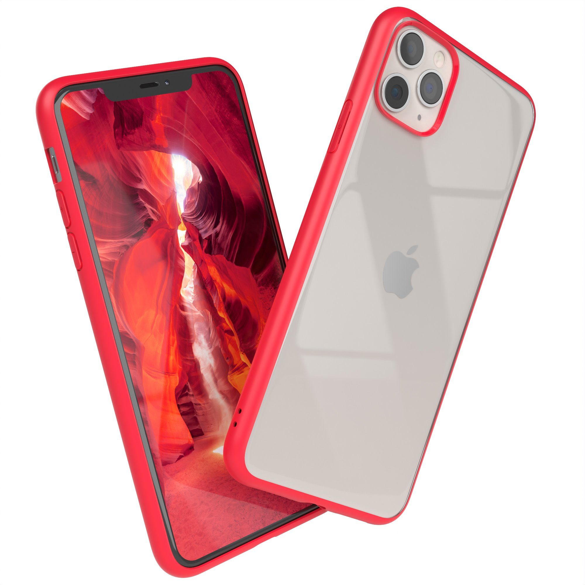 EAZY CASE Handyhülle Bumper Case für Apple iPhone 11 Pro Max 6,5 Zoll, Hülle Transparent Backcover kratzfest Slim Cover Durchsichtig Rot
