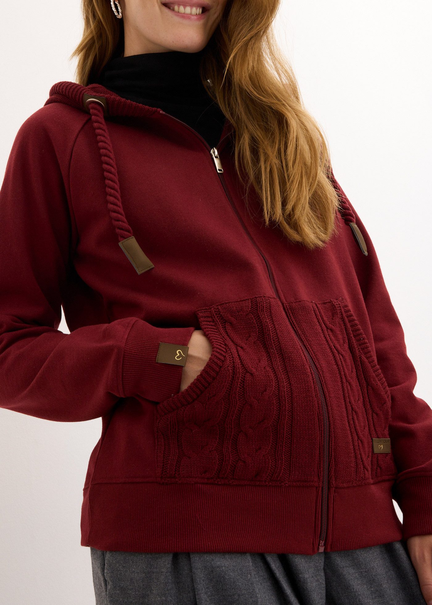 bonprix Kapuzensweatjacke mit Strickkapuze günstig online kaufen
