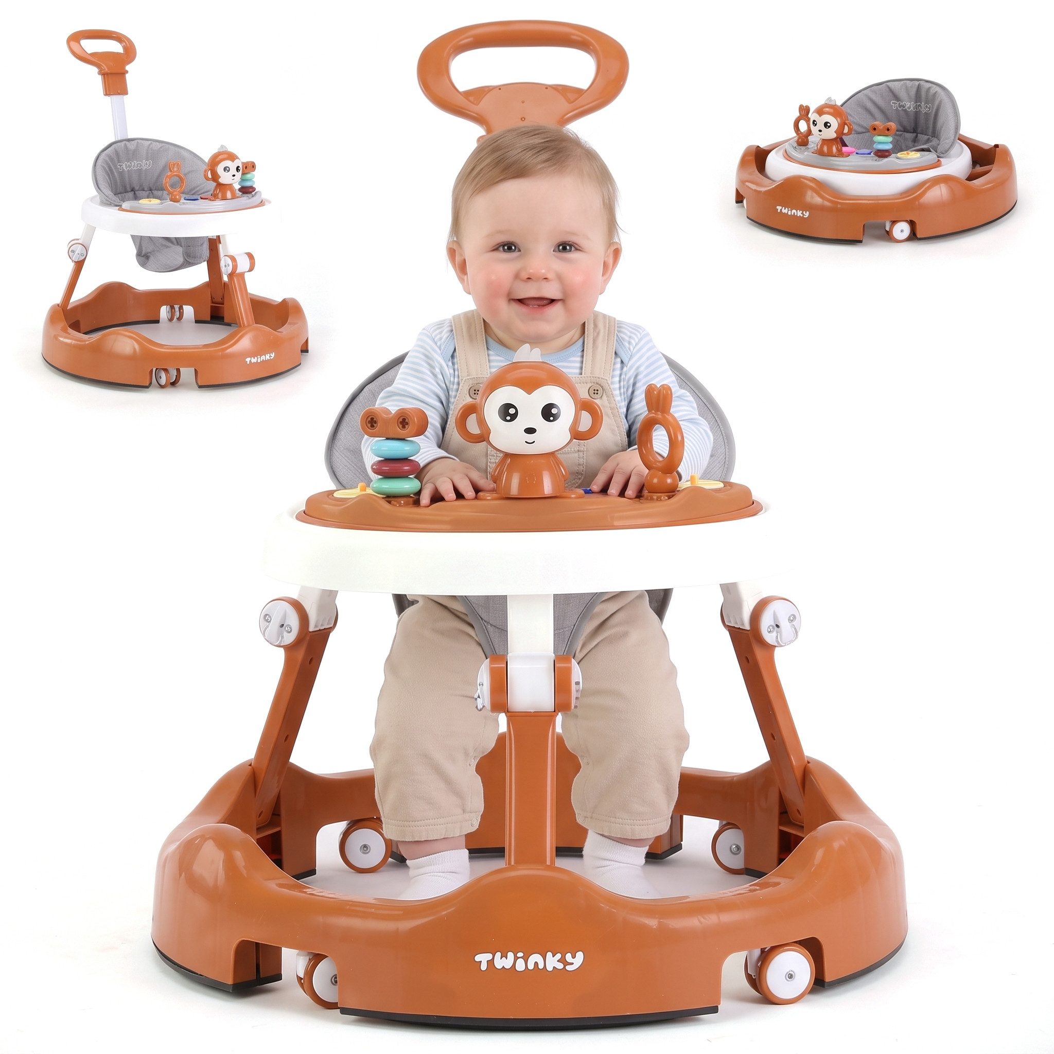 TWINKY Lauflernhilfe für Baby - Klappbarer Lauflernwagen mit Schiebegriff, (Bedienungsanleitung für Babywalker)