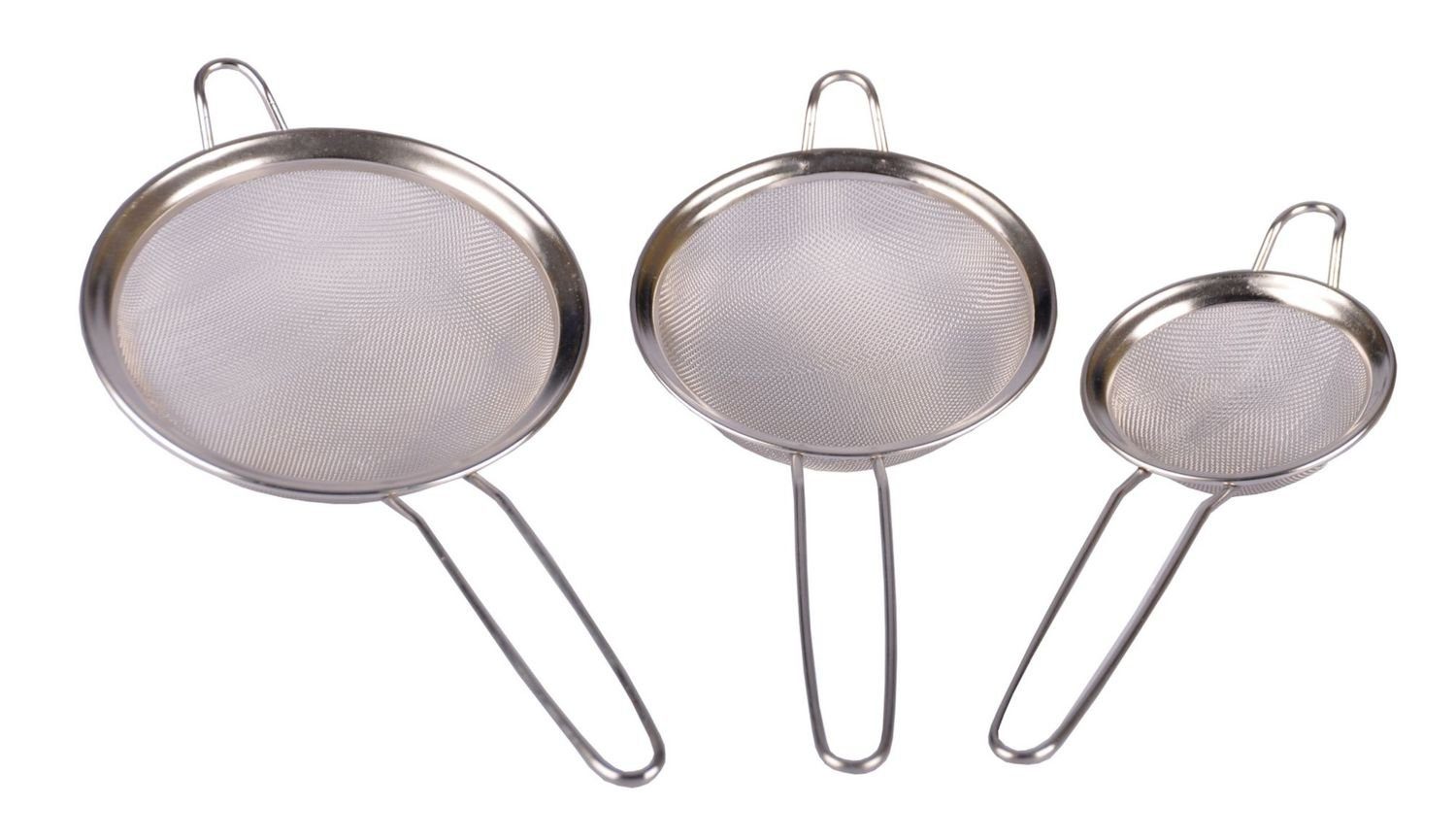 BURI Nudelsieb Edelstahl-Siebe 3er-Set Küchensieb Teesieb Abtropfsieb Haushaltsieb Pa, Edelstahl