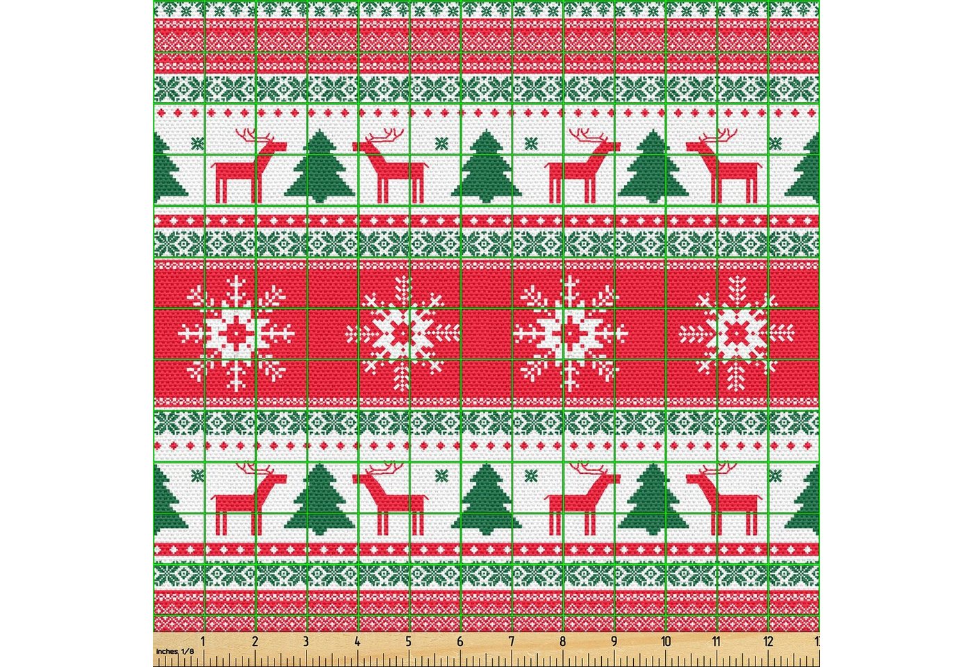 Thumbnail - Abakuhaus Stoff Schön Gewebten Stoff für Polster und Wohnaccessoires, Weihnachten Reindeer Snowflake