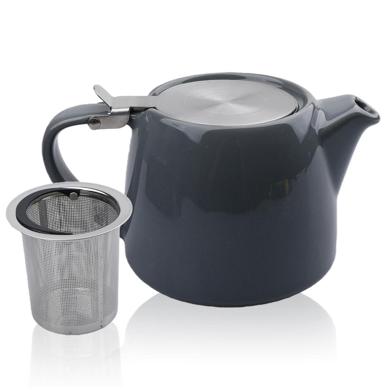 LuxusKollektion Teekanne Teekanne Keramik 600ml Dunkelgrau