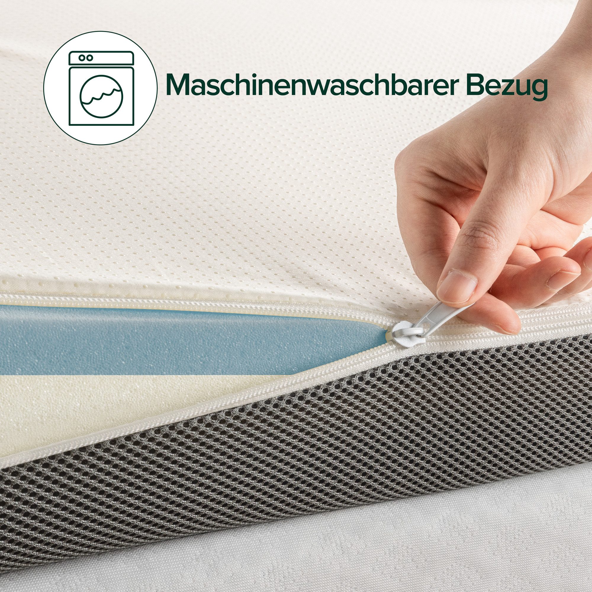 ZINUS, Topper EcoSleep H3/H4, 7 cm hoch, Druckentlastend, Pflegeleicht, Atmungsaktiv, 7 cm hoch, (Upgrade für Deine Matratze, hyperallergen, hautschonend, Matratzentopper 90x200 cm/ 7cm Höhe), Open-Cell Memory Foam für hervorragende Atmungsaktivität
