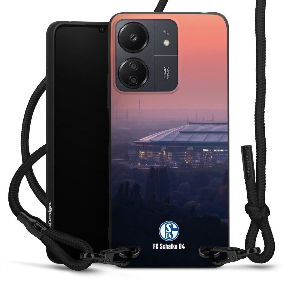 DeinDesign Handyhülle Stadion FC Schalke 04 Offizielles Lizenzprodukt Schalke 04 Stadion, Xiaomi Redmi 13C 4G Premium Handykette Hülle mit Band Cover mit Kette