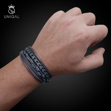 UNIQAL.de Lederarmband Lederarmband Herren "ARMARA" geflochten brown black elegant Rindsleder (Edelstahl, Echtleder, Casual Style, Handgefertigt)