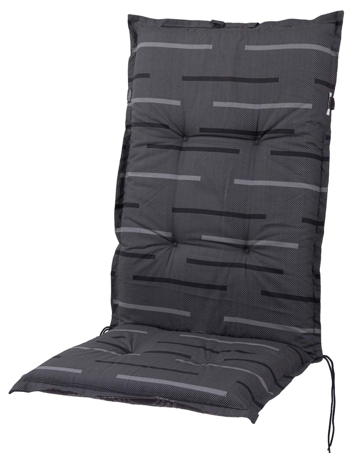 Sun Garden Hochlehnerauflage Hochlehner Naxos 40466-700 grau Kreise 121x54x6 cm Sun Garden, (1 St), Halteband verstellbar mit Bindebändern
