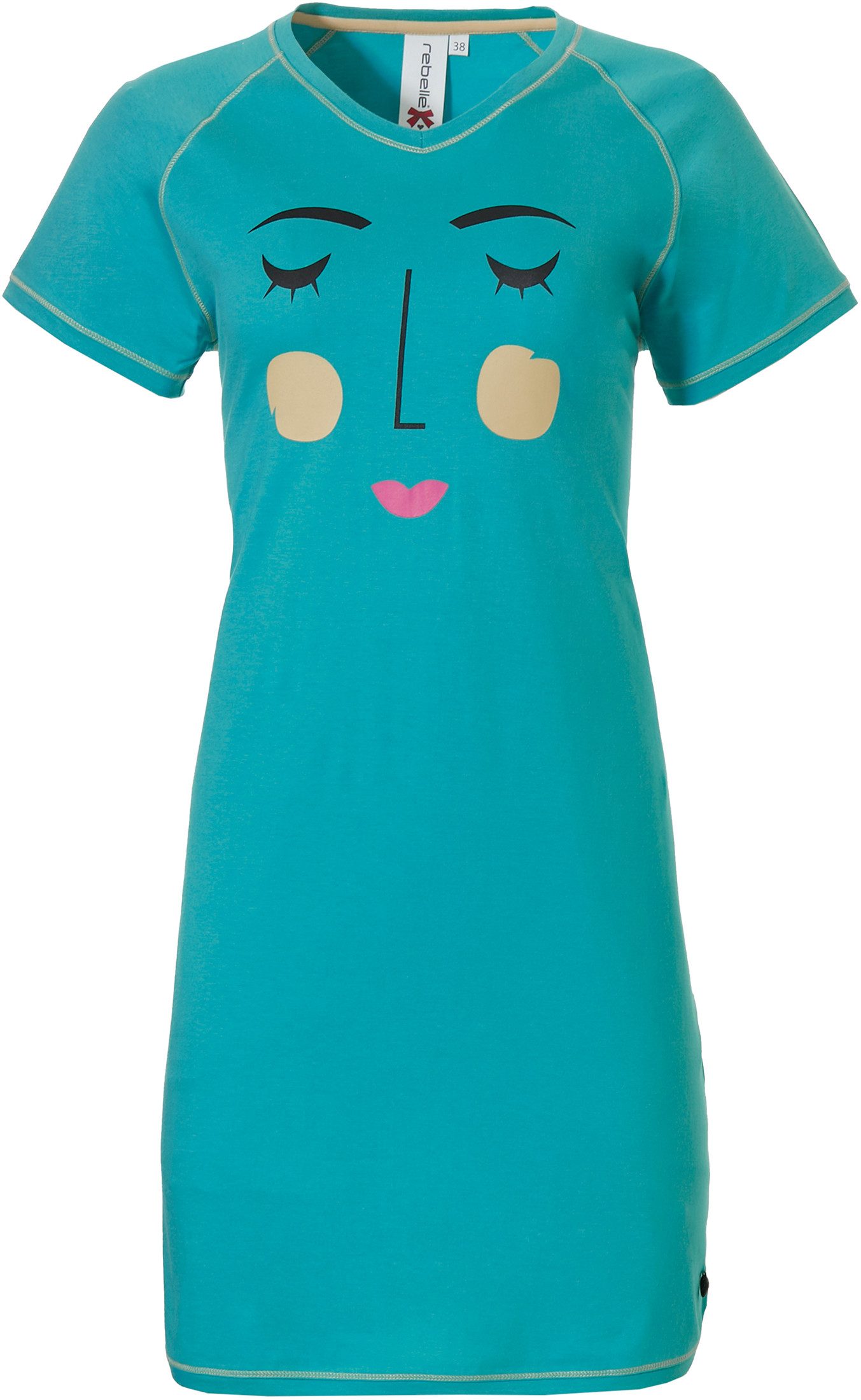 Rebelle Nachthemd Damen Schlafshirt mit kurzem Arm (1-tlg) Modisches Design