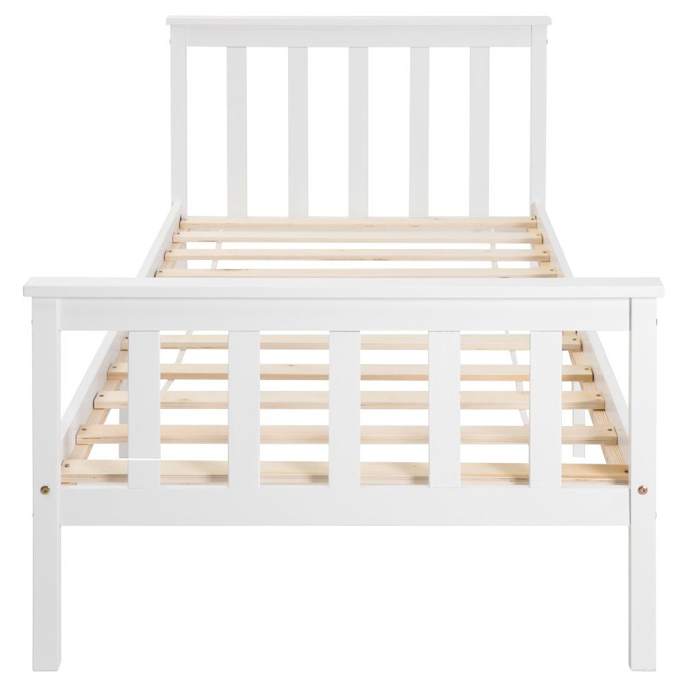 Flieks single bed, solid wood bed, children's bed, youth bed 90x200cm, pine, white