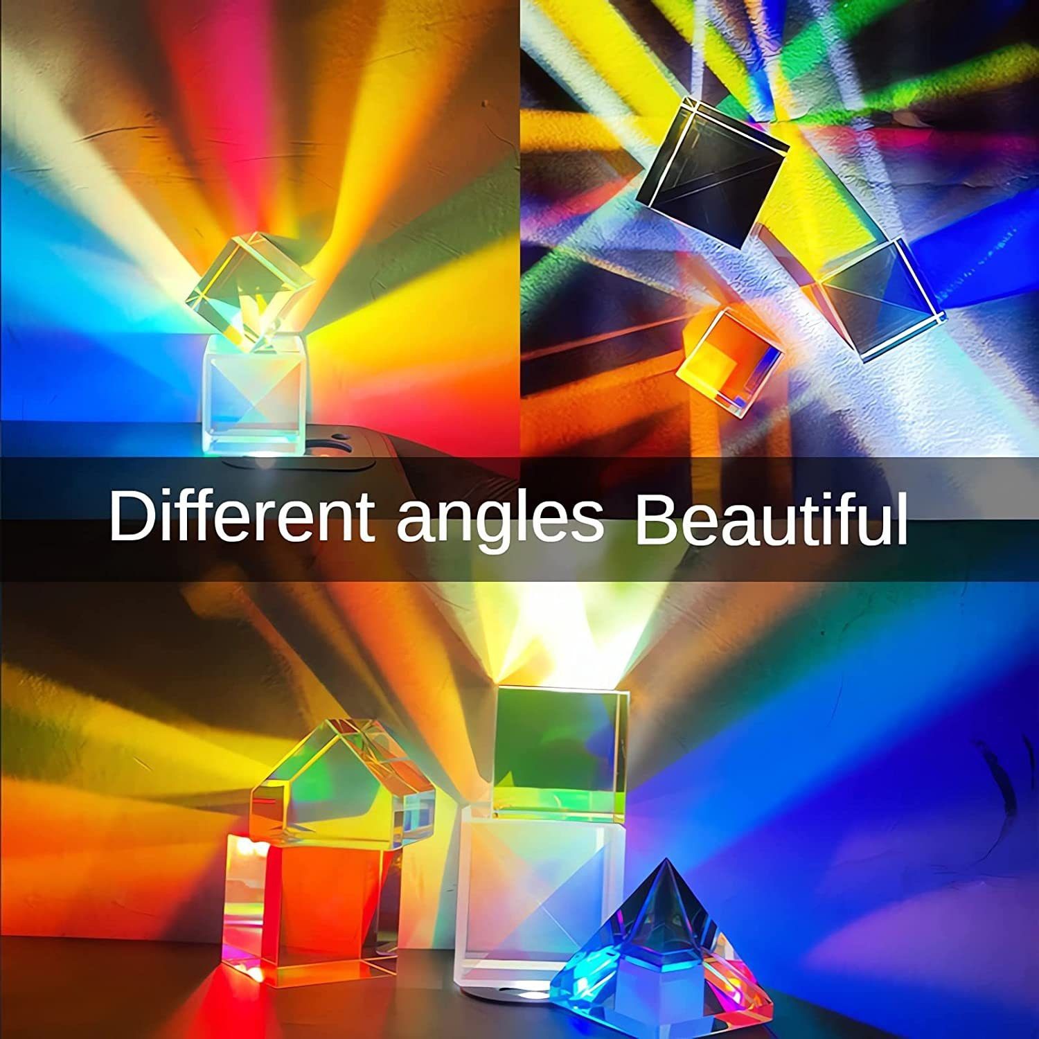 Dekoobjekt dreidimensionaler Zauberwürfel Regenbogenfarbener Inshow Prismenwürfel,