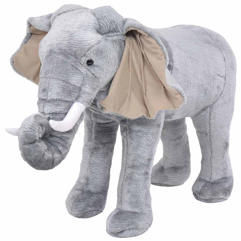 vidaXL Greifspielzeug Plüschtier Elefant Stehend Plüsch Grau XXL, Plüschtier Stehend Elephant XXL Plüschspielzeug Stofftier Kuscheltier