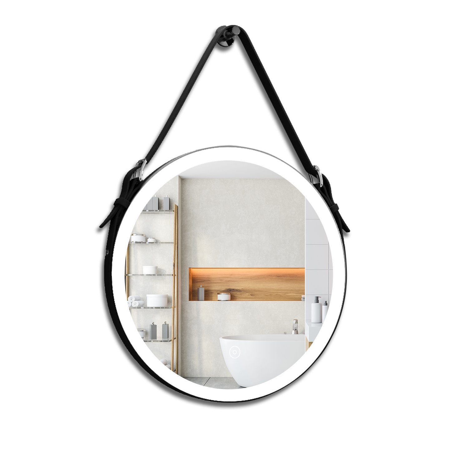 SONNI Badspiegel Rund Badspiegel mit LED Beleuchtung Badezimmerspiegel Ø 60 cm Touch, Beschlagfrei,Verstellbarer, Touchschalter Modern Schminkspiegel | Badspiegel