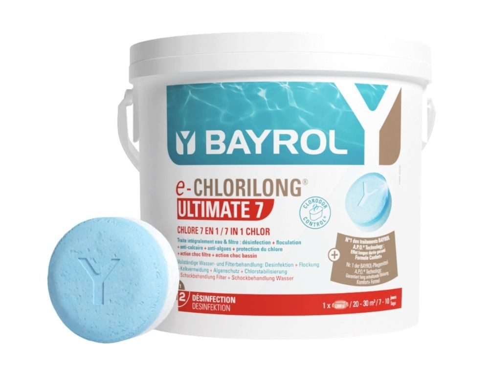 Bayrol Poolpflege BAYROL e-Chlorilong® ULTIMATE 7-300g Chlortabletten +7Funktionen 4,8kg