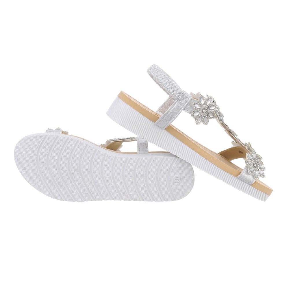 Ital-Design Damen Freizeit Riemchensandalette (85960324) Keilabsatz/Wedge Keilsandaletten in Silber