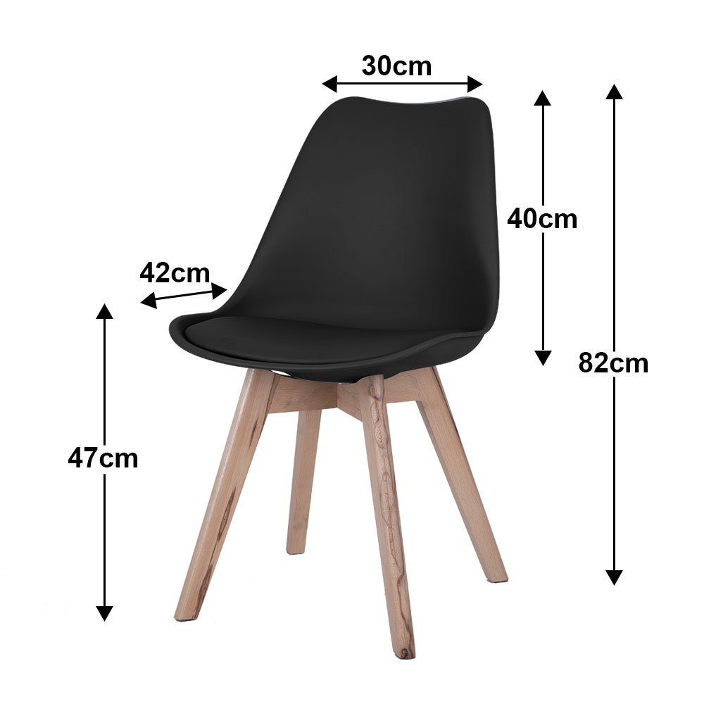 etc-shop Stuhl, Esszimmerstuhl Holz Schalenstuhl Polster Küchenstuhl 4x schwarz Eiche