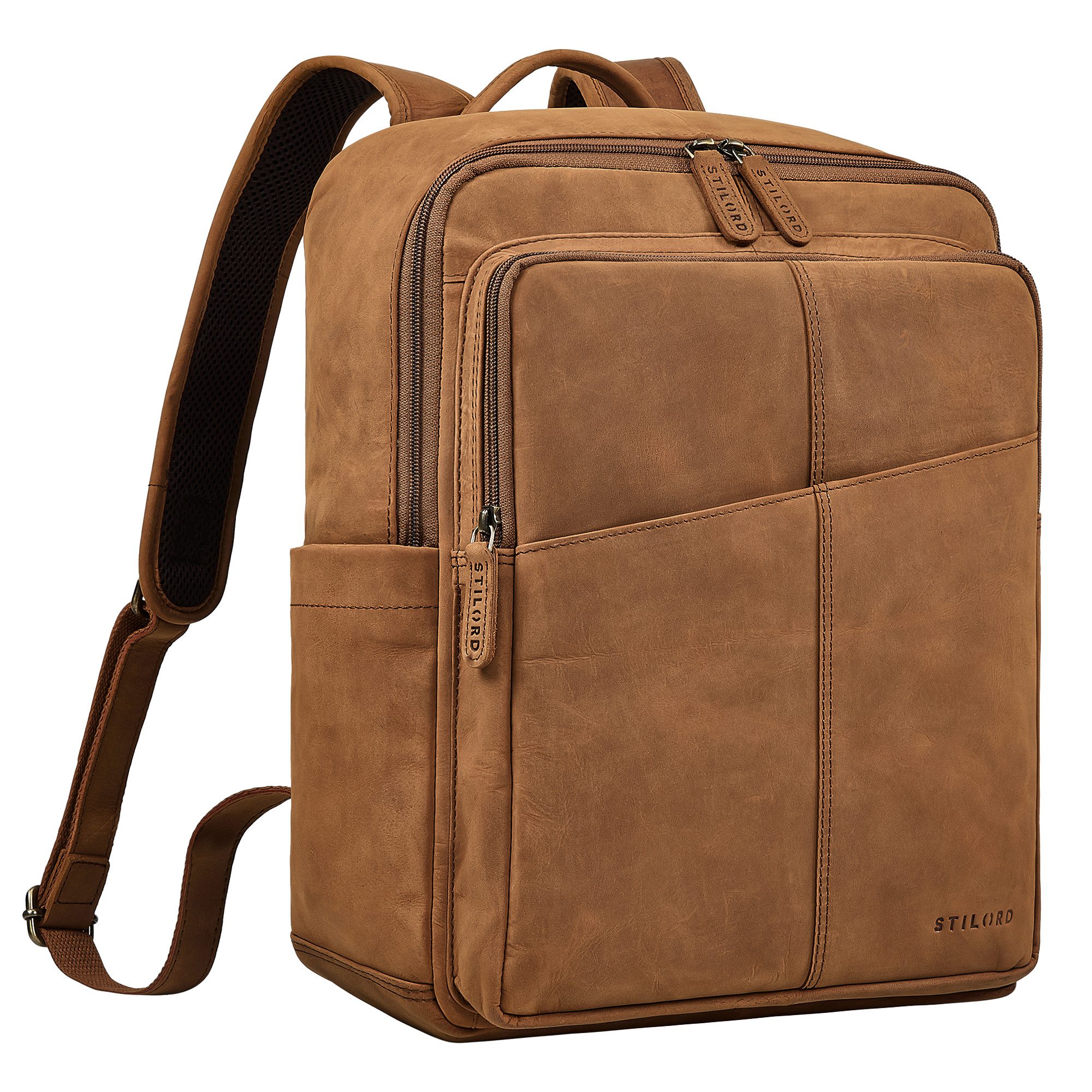 STILORD Notebook-Rucksack "Maurizio" Großer Leder Rucksack Herren Laptoprucksack 15,6 Zoll