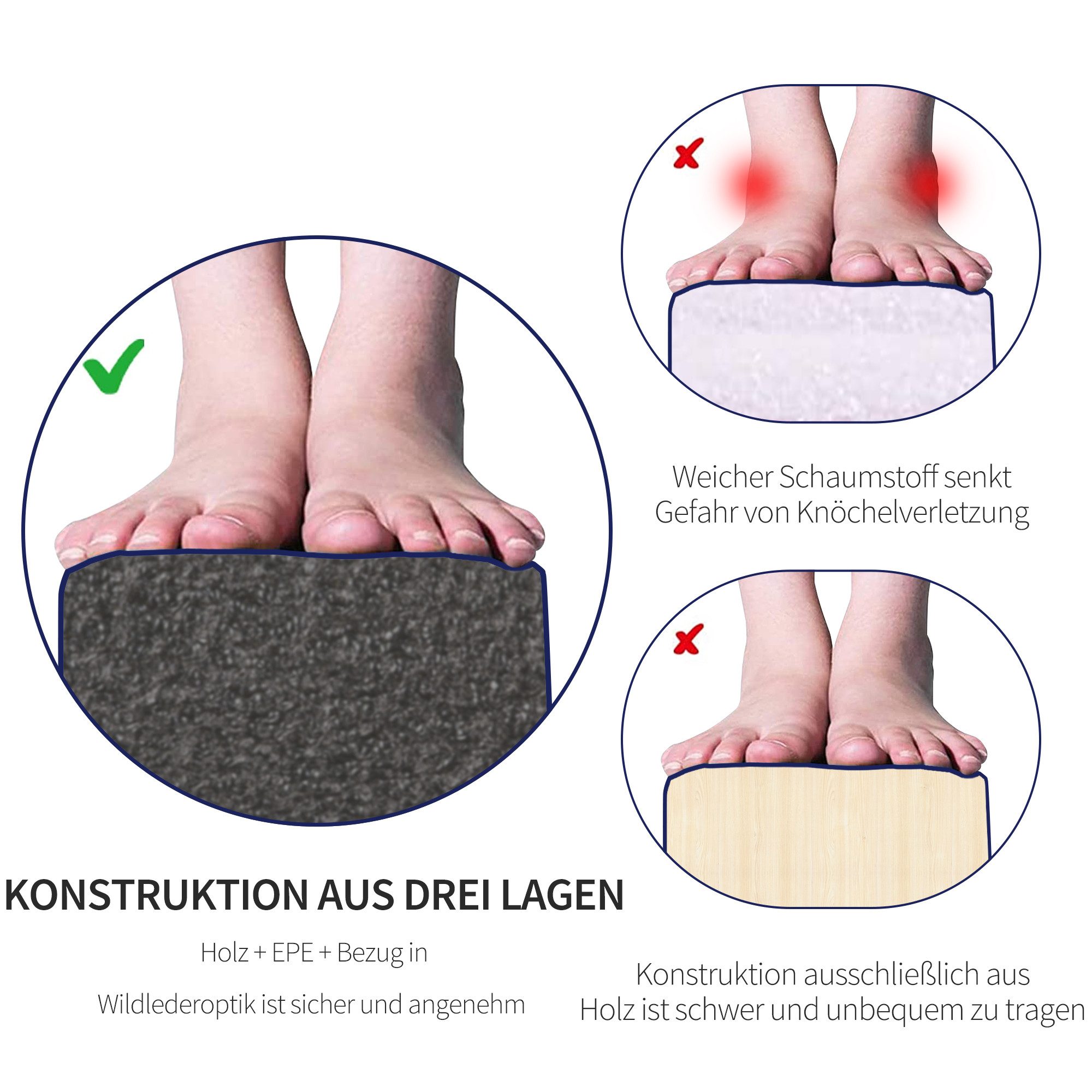 MC Star Balancetrainer Schwebebalken Turnbalken klappbar für Indoor und Outdoor, 210 cm, bis 120 kg, Blau, ideal für Gymnastik & Training