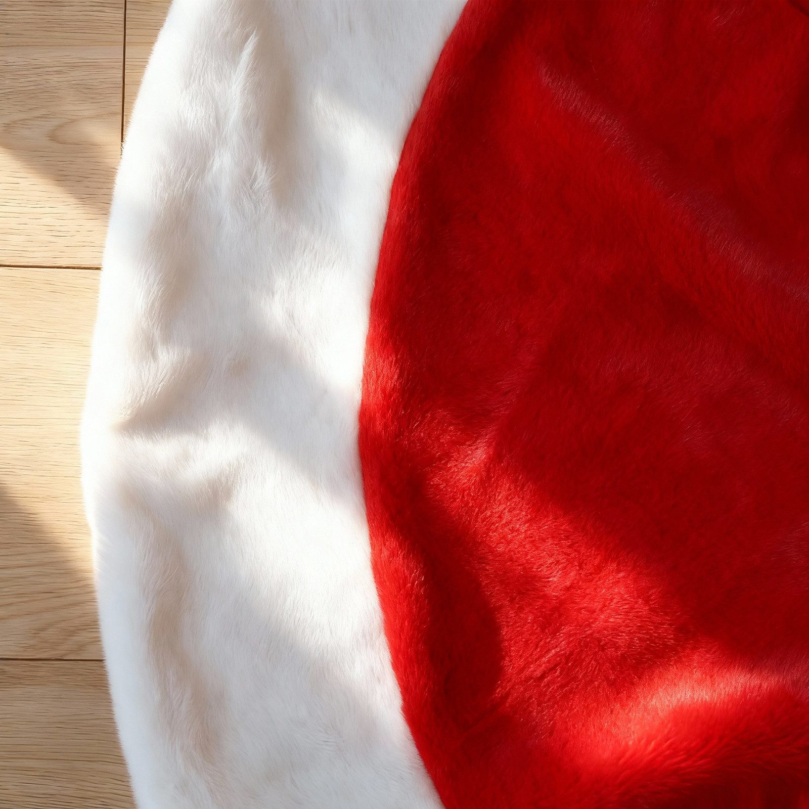Salcar Weihnachtsbaumdecke Baumteppich Weihnachten Weihnachtsdeko Baumrock Rund Plüsche Rot Weiß, Weihnachtsbaumdecke, Christbaumschmuck, Christbaumdecke für Ge – Bild 4 von 5