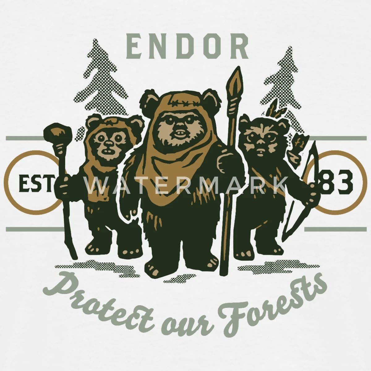 Spreadshirt T-Shirt Star Wars Endor Protect Our Forests Männer T-Shirt (1-tlg)